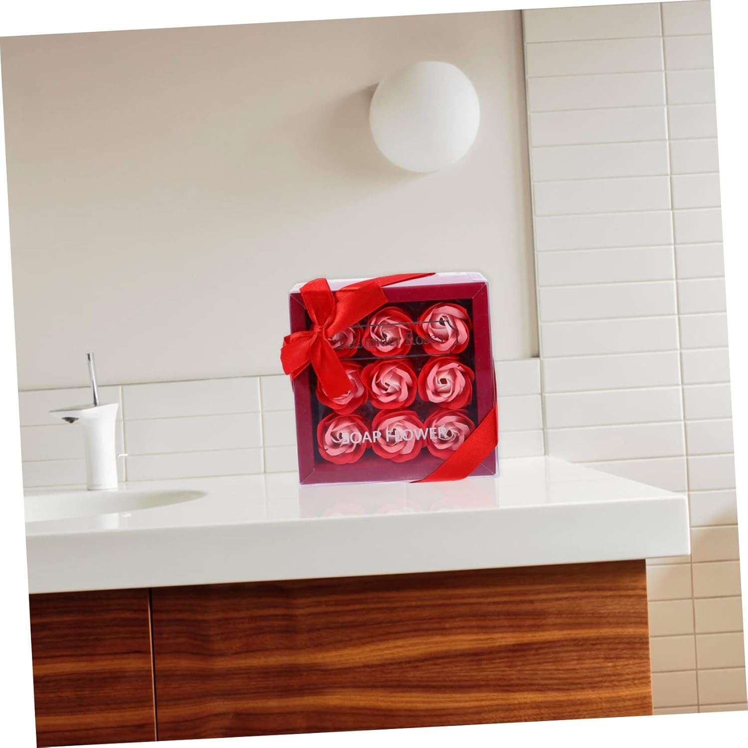 Abaodam Faux Rose Flower Box 9 Artificial Flowers for Wedding Party Decorations image number 2