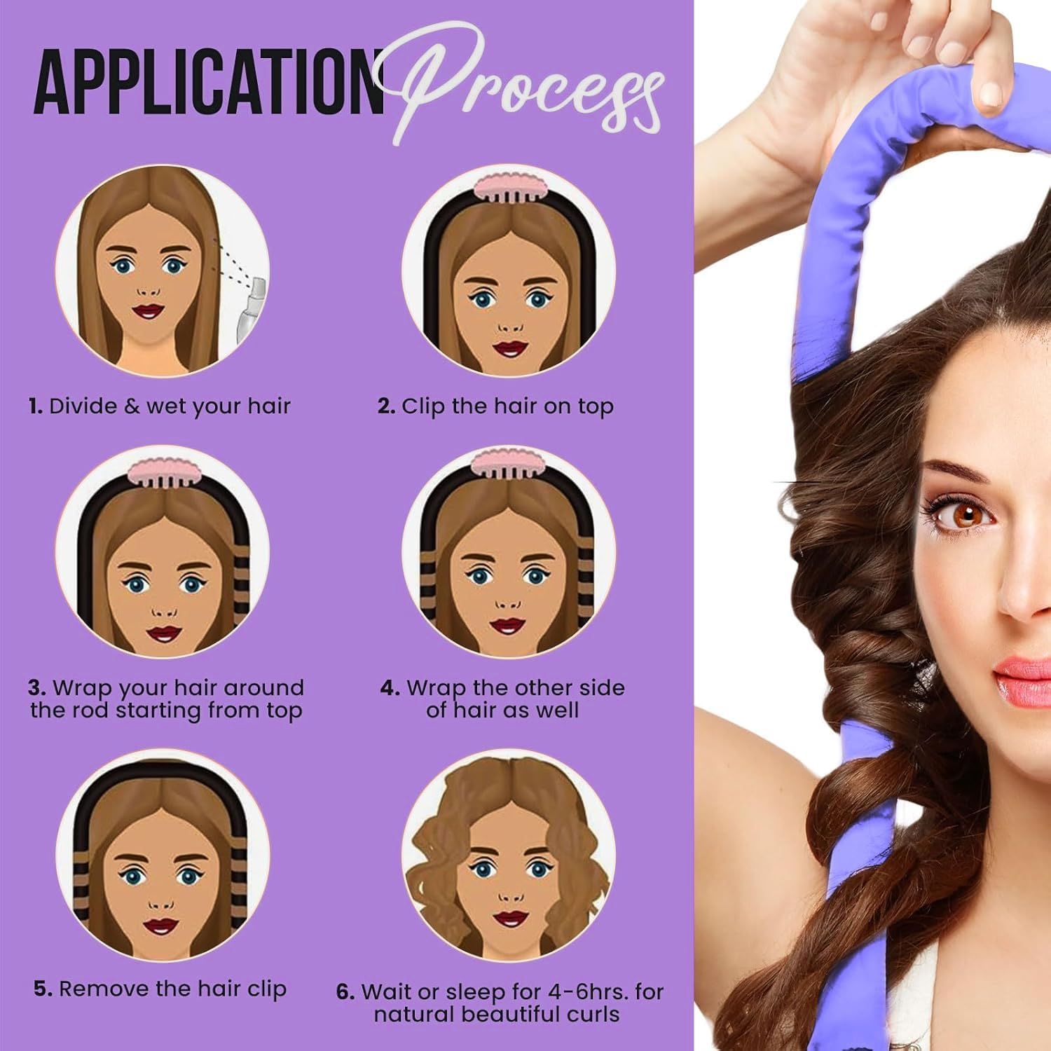 KAV Heatless Hair Curler, Mulberry Silk Overnight Hair Curl Set, No Heat Curling Rod Giftset, Premium Salon Quality Rollers to Sleep In, Heat Less Curls Set with Clip and Scrunchies image number 1