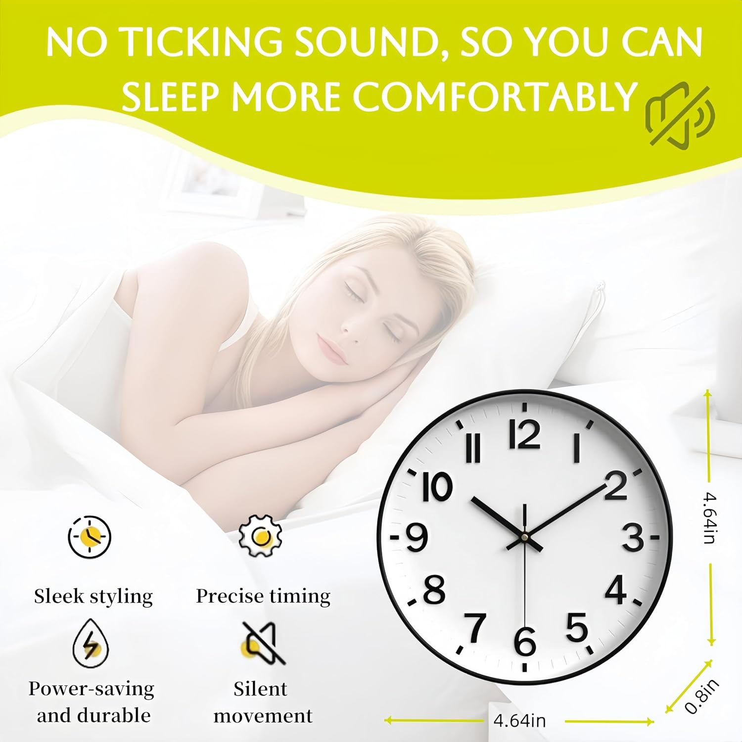 Wall Clocks Battery Operated, 12&rdquo; Large Wall Clock for Living Room Bedroom Classroom Decor, Kitchen Clock, Modern Wall Clock, Non-Ticking Silent Clock (Vintage Green) - Black image number 6