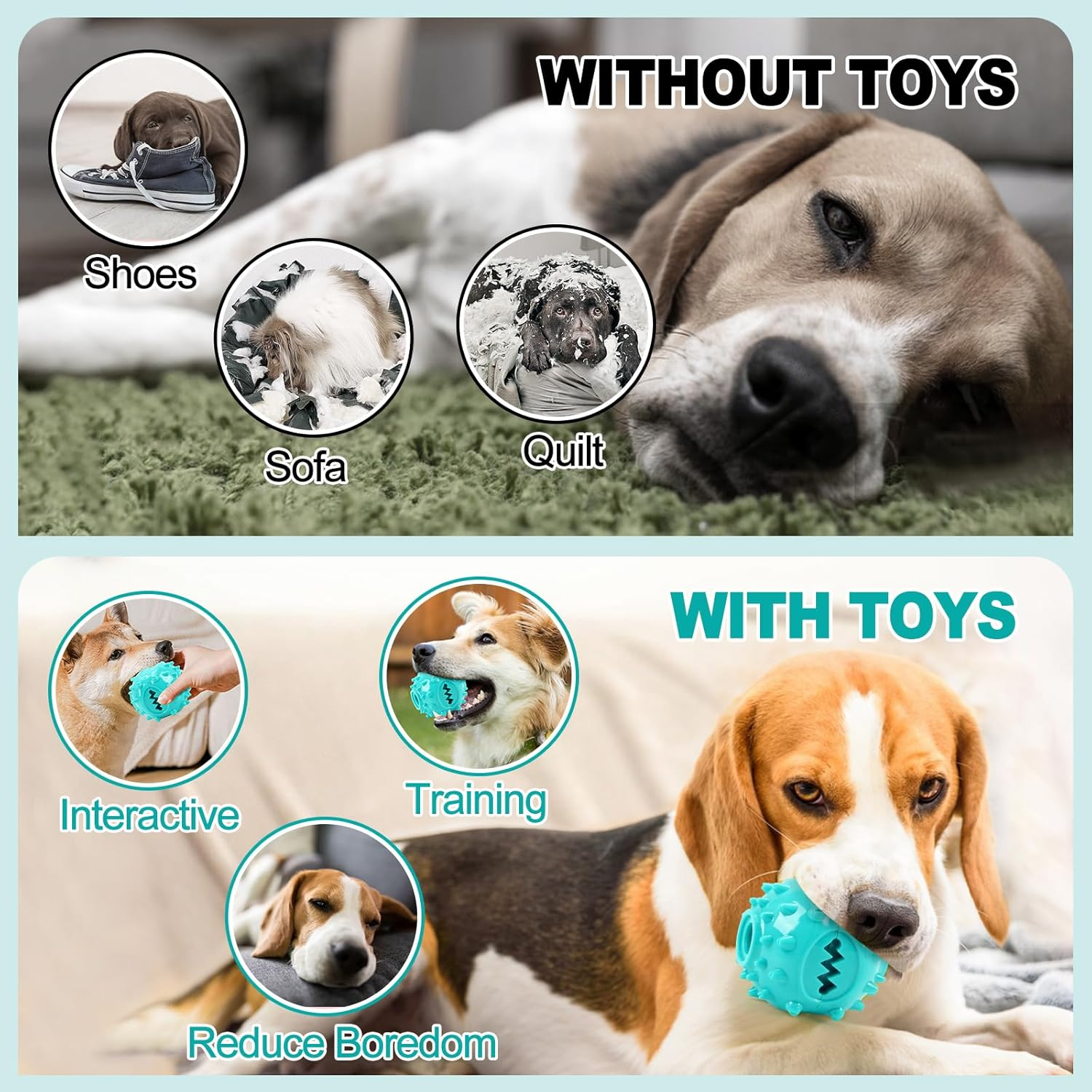 Dog Chew Toys, Fun to Chew, Chase and Fetch, Interactive Treat Dispenser, Dental Cleaning Dog Toy, Puppy Training, IQ Mental Stimulation, Boredom Buster for Small, Medium Breeds image number 3