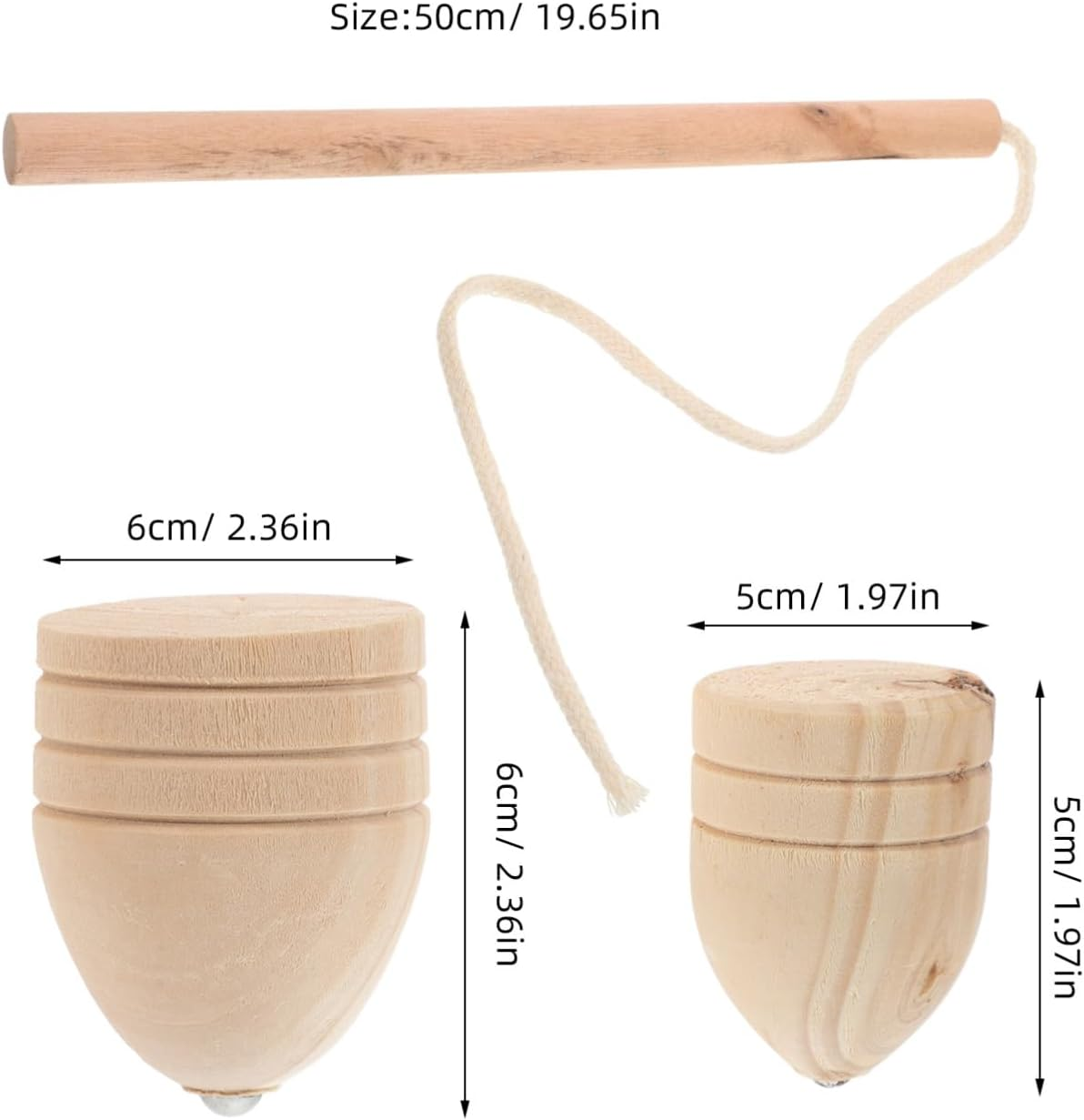 Ibasenice 1 Set Wooden Spinning Tops with Vintage Wooden for Kids Adults Classic Outdoor Spinning Games image number 1