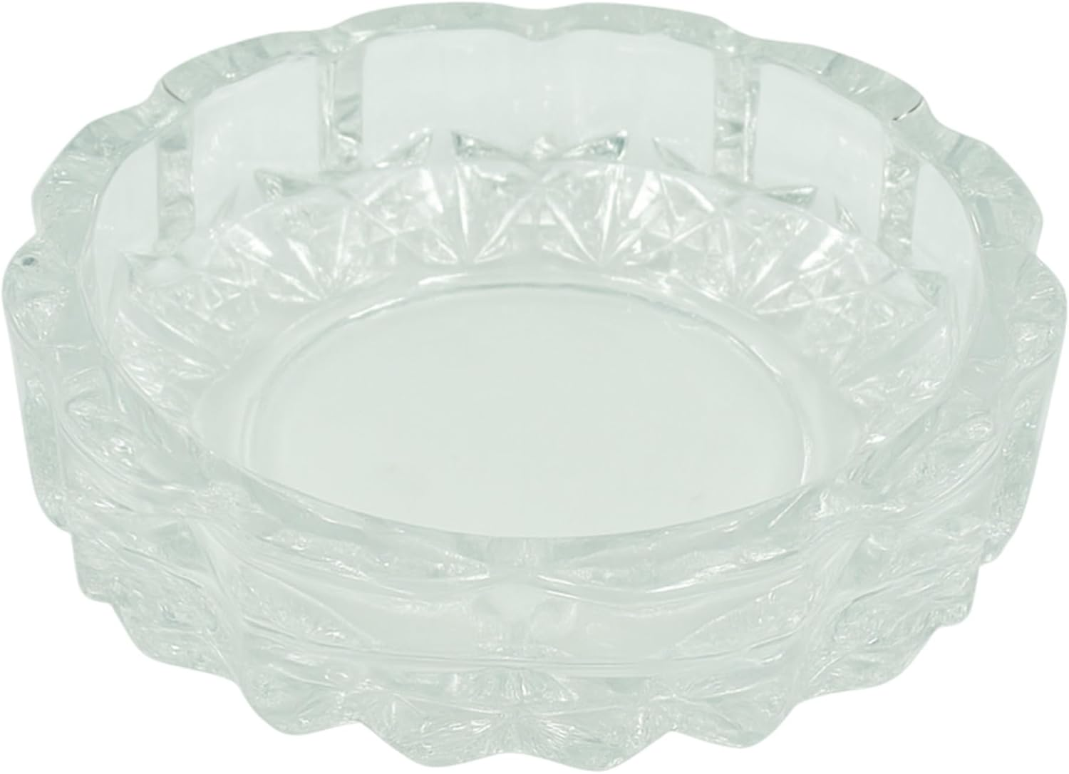 Glass Ashtray Clear Crystal Look 12Cm round Heavyweight Cigarette Holder for Home Office or Outdoor Use image number 1