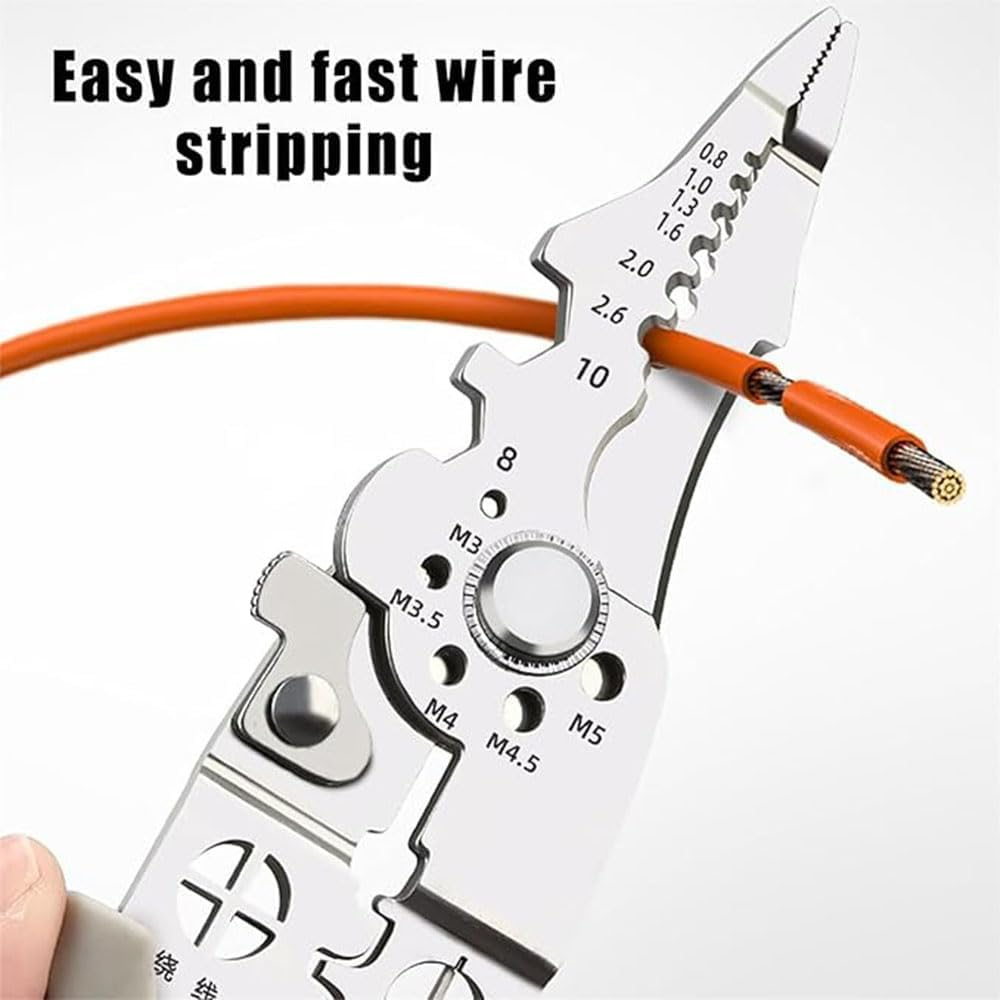 1 Pcs Multifunctional Wire Stripper Crimper Cable Cutter Pliers,Wire Strippers Tool, Multifunctional Wire Cutter for Electric Cable Stripping Cutting and Crimping image number 5
