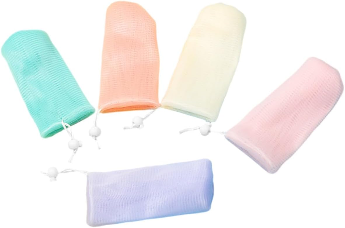 WOONEKY 5Pcs Mesh Soap Bags for Travel Foaming Soap Pouches Drawstring Exfoliating Scrubber Pouches Portable Holder for Handmade image number 3