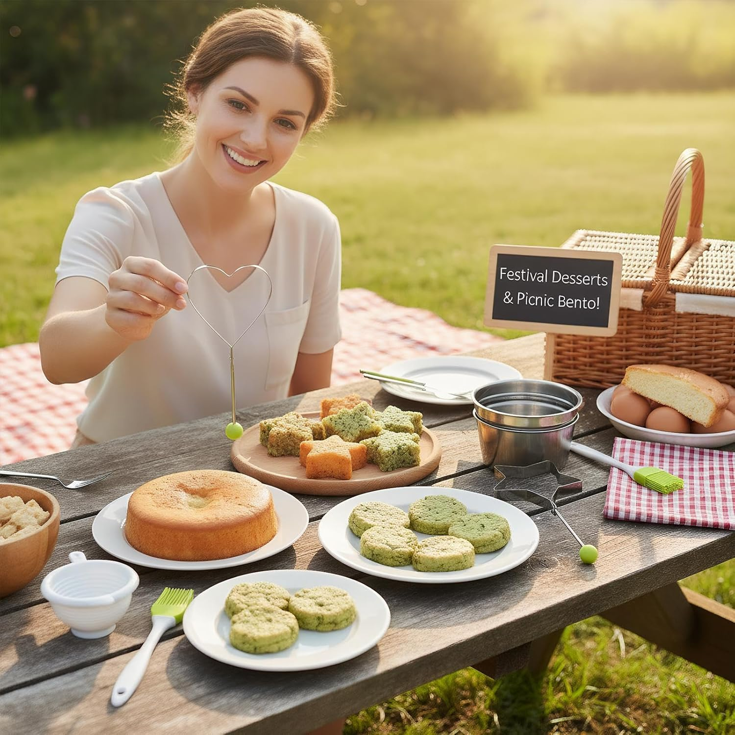 Frying Egg Ring,8 Shape Molds Kitchen Gadget with Brush - Kitchen Egg Shaper Rings - for Hamburger Salad Sandwich Pancake Omelette image number 5