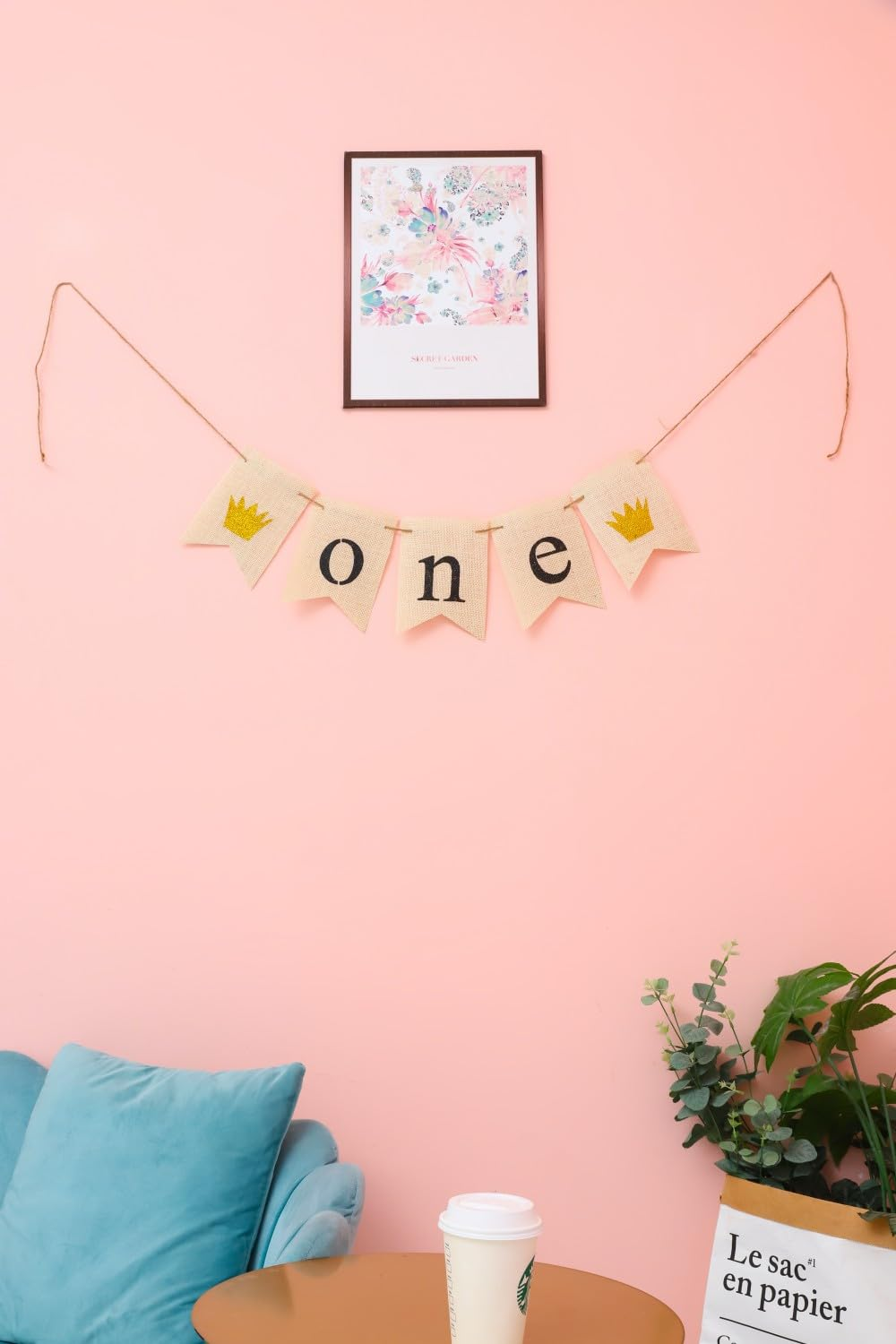 LOVENJOY 1St Birthday Decorations Rustic Burlap Banner for Baby Boy Girl One Year Old Celebration Handmade, Pre-Strung,Crown image number 1