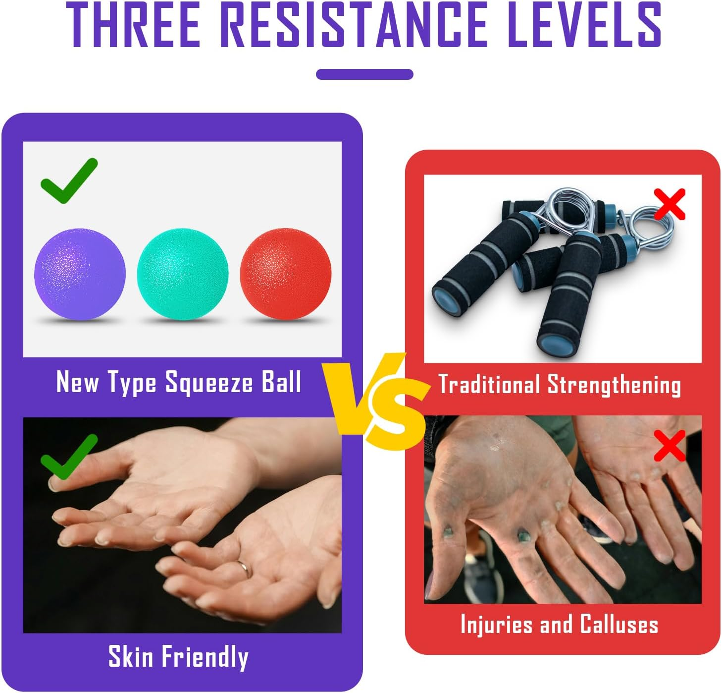 3 Pack Stress Balls for Adults, Squeeze Balls for Hand Therapy, Hand Strengthening Devices with Different Resistance Levels for Finger Forearm Wrist Exercise Relaxation and Pain Relief-2 image number 1