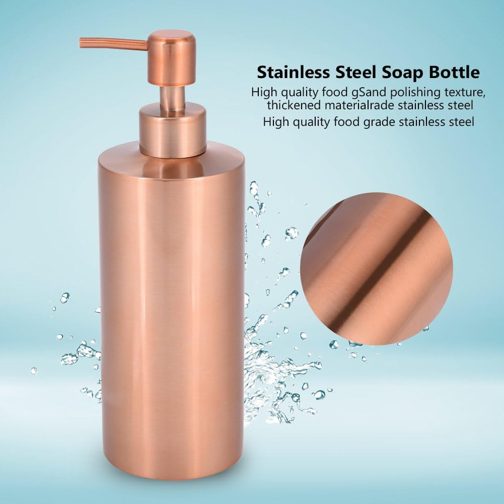 Stainless Steel Dispenser, Rose Gold Hand Pump Liquid Dispenser Lotion Detergent Bottle Kitchen Bathroom Countertop(550Ml) image number 6