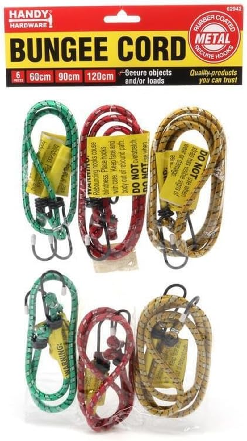 Leona Co 6Pcs Bungee Cord with Hooks, 60Cm 90Cm 120Cm Length, Outdoor Muti_Function Shock Cord Straps Strong Rope for Outdoor Tent, Luggage Rack, Camping, Cargo, Bike image number 1