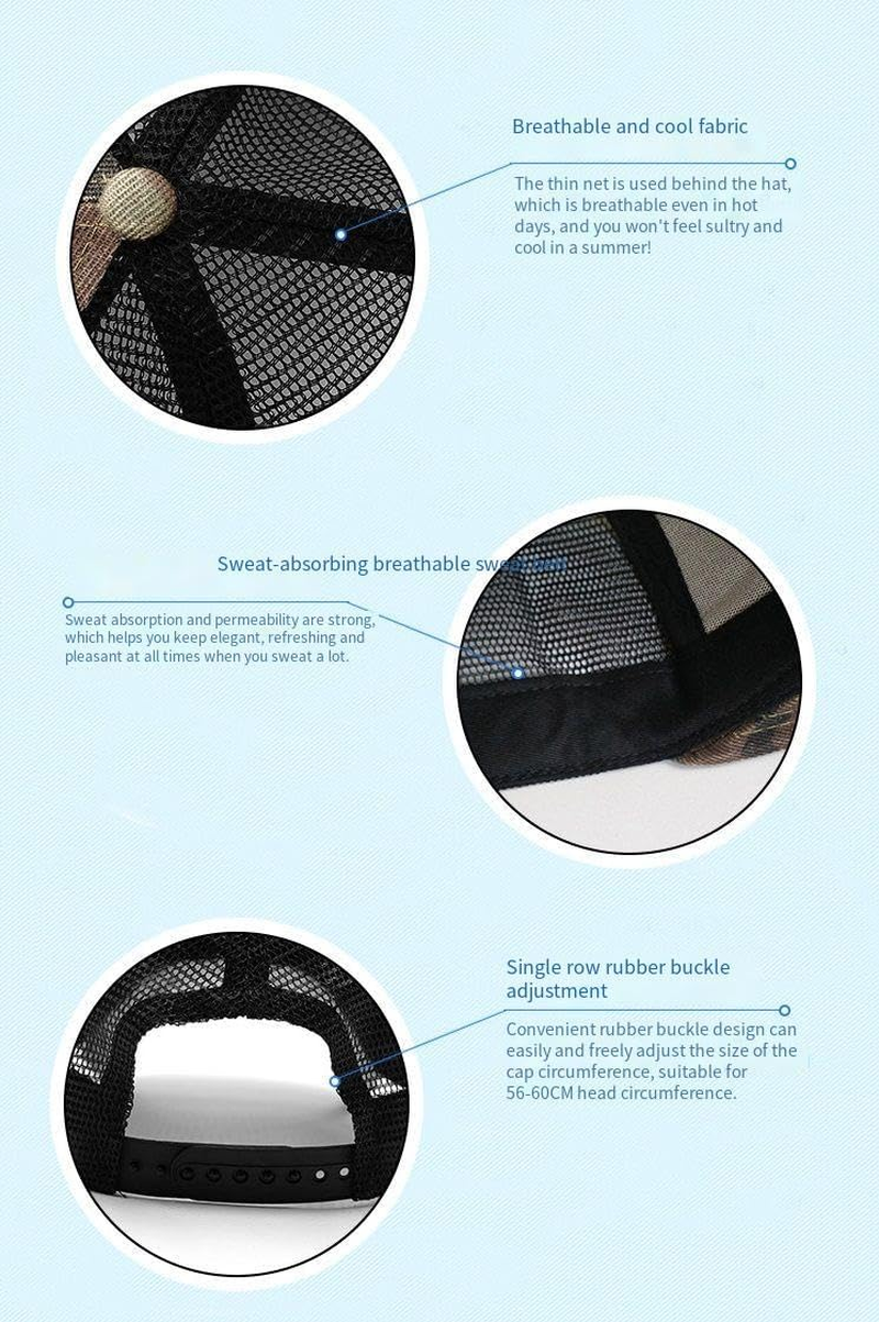 Flatbill Mesh Snapback Cap Flat Hat Outdoor Sunscreen Cap Breathable Back Net Baseball Cap