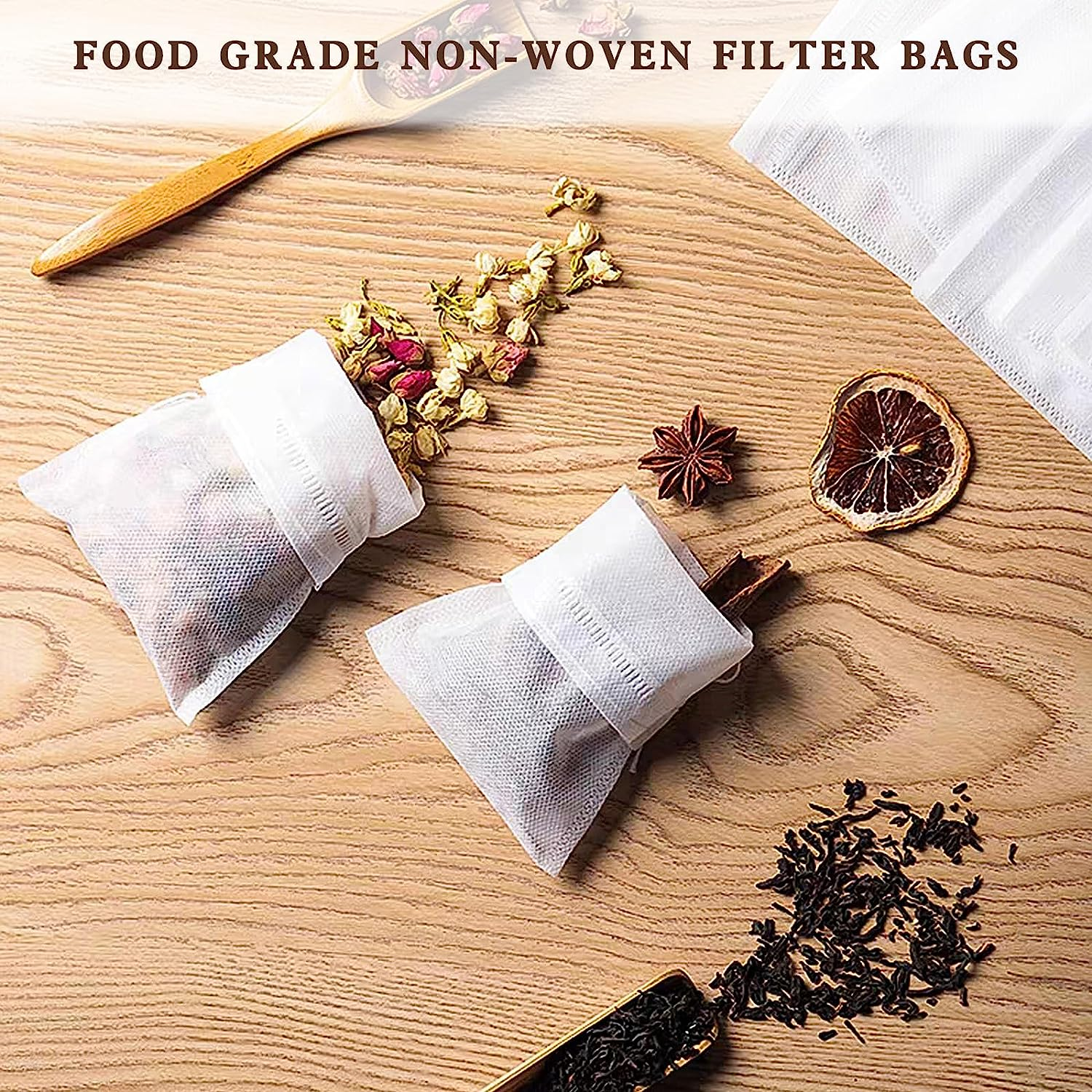 300 Pcs Tea Filter Bags, YEESON Disposable Empty Tea Bags White Cotton Drawstring Sealed Filter Tea Bags for Tea, Coffee, Herbs, Spices, Soup Flavour Packs Etc Plain Fine Fabric Drawstring Ba