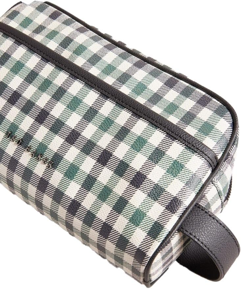 Ted Baker Mens Nayrrn Printed House Check Wash Toiletry Bag in Dark Blue, Dark Blue, One Size, Classic image number 3