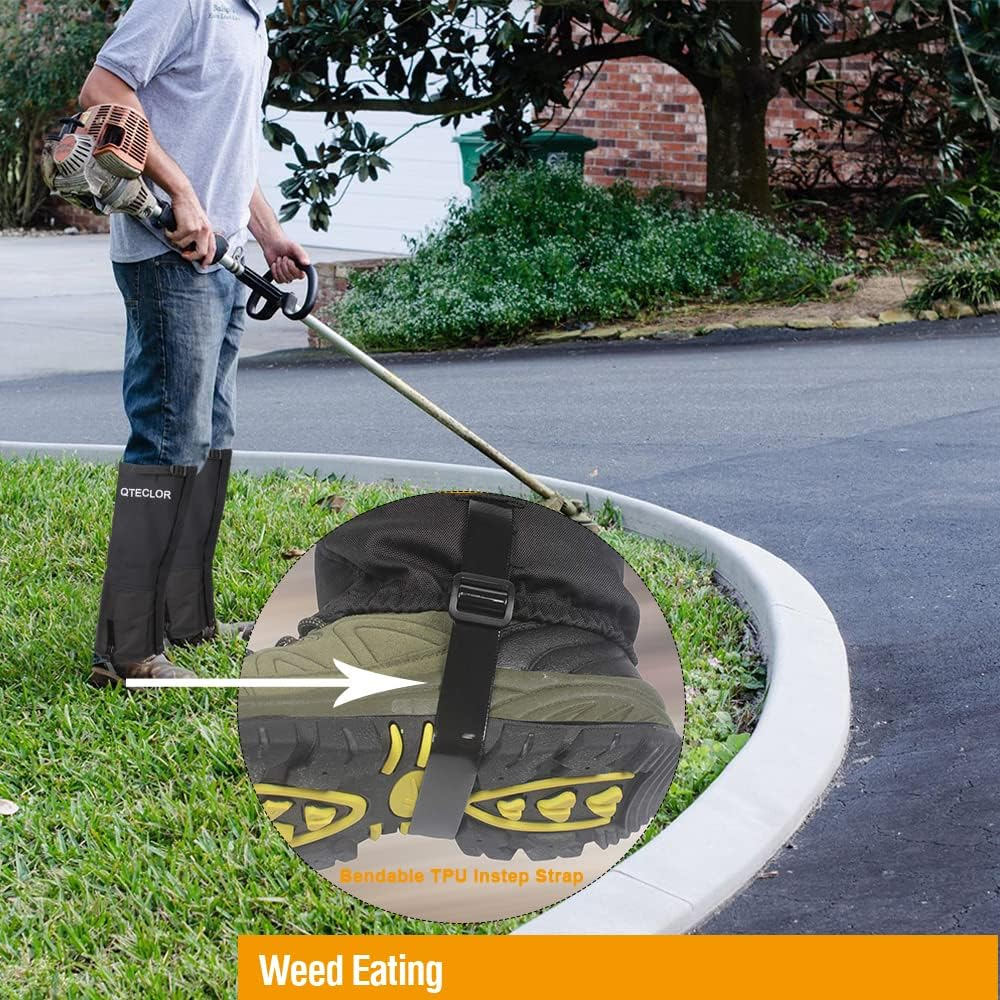 QTECLOR Leg Gaiters Waterproof Snow Boot Gaiters for Snowshoeing, Hiking, Hunting, Running, Motorcycle Anti-Tear Oxford Fabric, TPU Instep Belt Metal Shoelace Hook for Outdoor image number 5