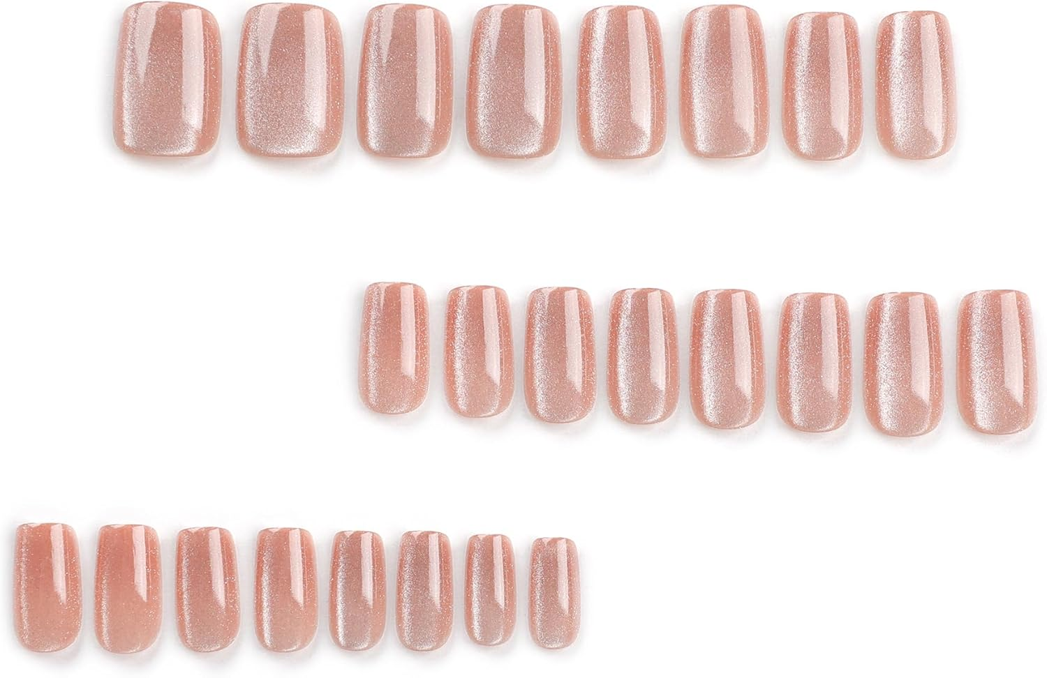 Kaichen Simplicity Press on Nails, Champagne Color Cat Eye Press on Nails Short, Includes 24 Nails, 24 Adhesive Tabs, 1 Manicure Stick, 1 Mini File
