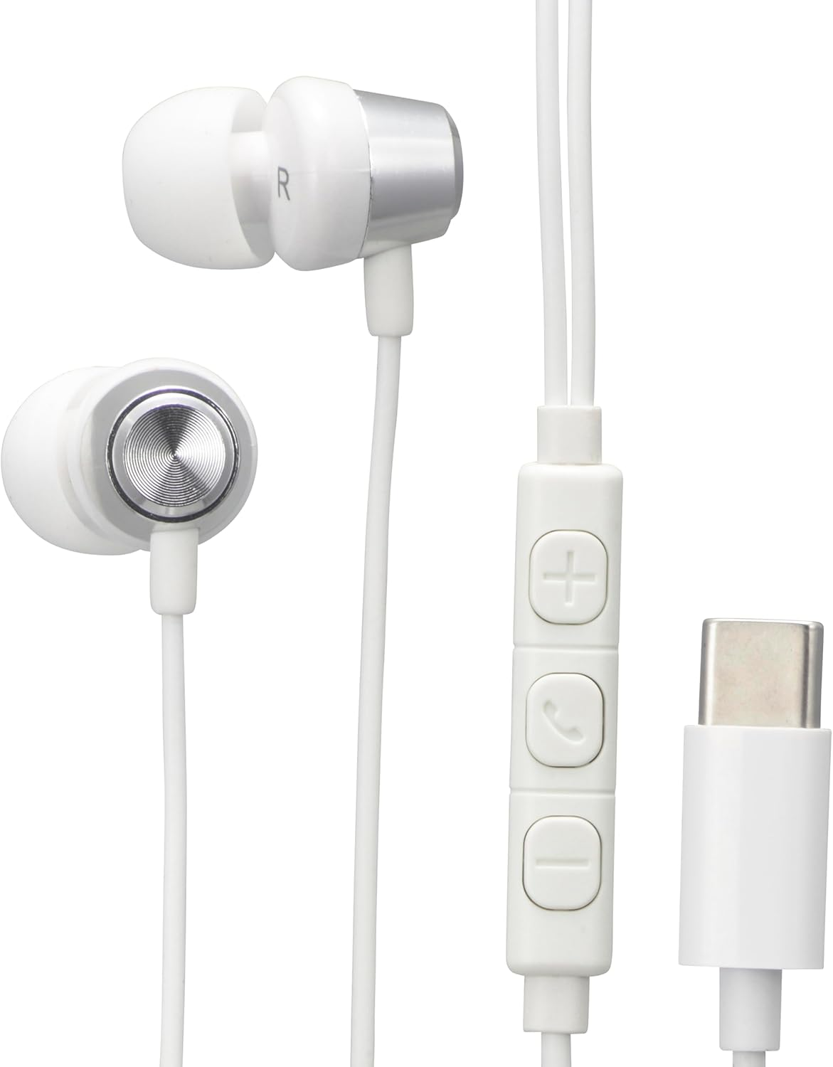 Ohm Denki Audiocomm Earphone Microphone Wired USB Type-C Stereo Earphones, Silver, HP-B173N-S 03-2388 OHM image number 2