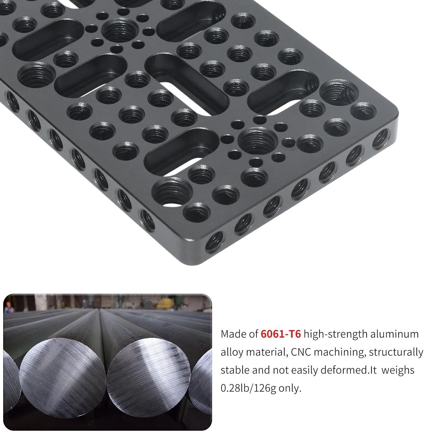 INNOREL CP1407 14 * 7Cm Multi-Functional Cheese Plate with 1/4" & 3/8" Threads, Switching Mounting Plate with Built-In ARRI Locating Holes for Camera and Tripod image number 1