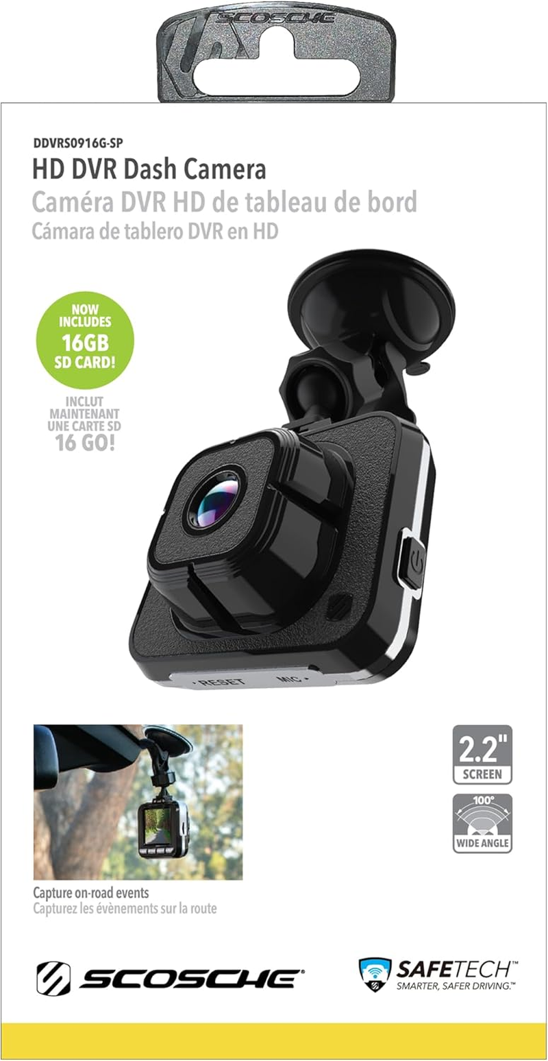 Scosche DDVRS0916G-SP 1080P Full HD Dash Cam with 2.2" Screen - Dash Camera DVR for Cars - Front View Dashcam Recorder with Enhanced Night Vision - 24/7 Parking Mode Car Security Video Surveillance image number 6
