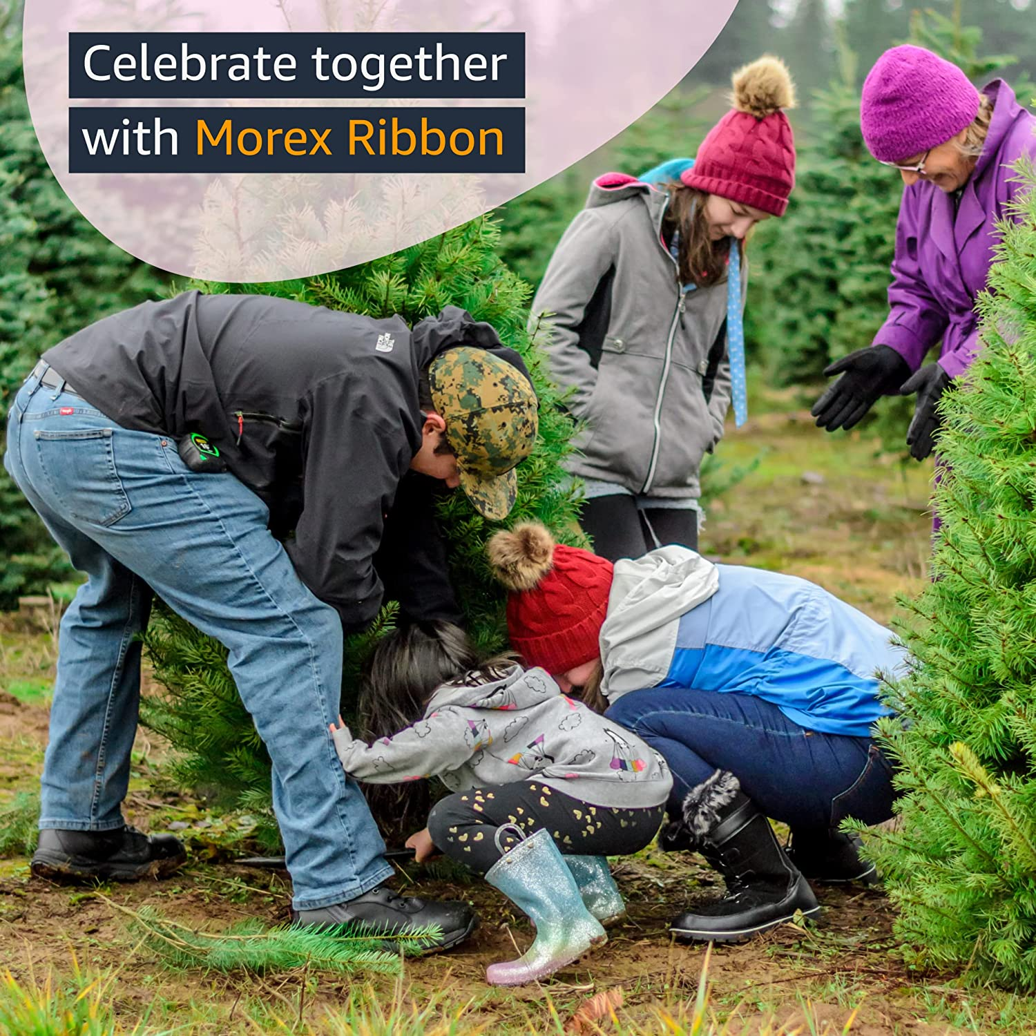 Morex Ribbon 7398.60/50-613 Cambridge 2.5" X 50 YD Wired Ribbon, Black and White, Buffalo Check Plaid Ribbon for Gift Wrapping, Christmas Decorations Indoor Home Decor, Craft Supplies & Materials image number 7