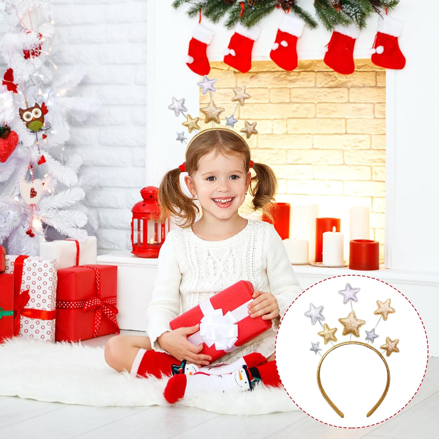 DUOJINSANXI Star Headband, Gold Glitter Star Headpiece, Star Costume Adult, Star Headbands for Women, Christmas Star Hairband, Holiday Birthday Party Festival Headwear Hair Accessories for Girls image number 3