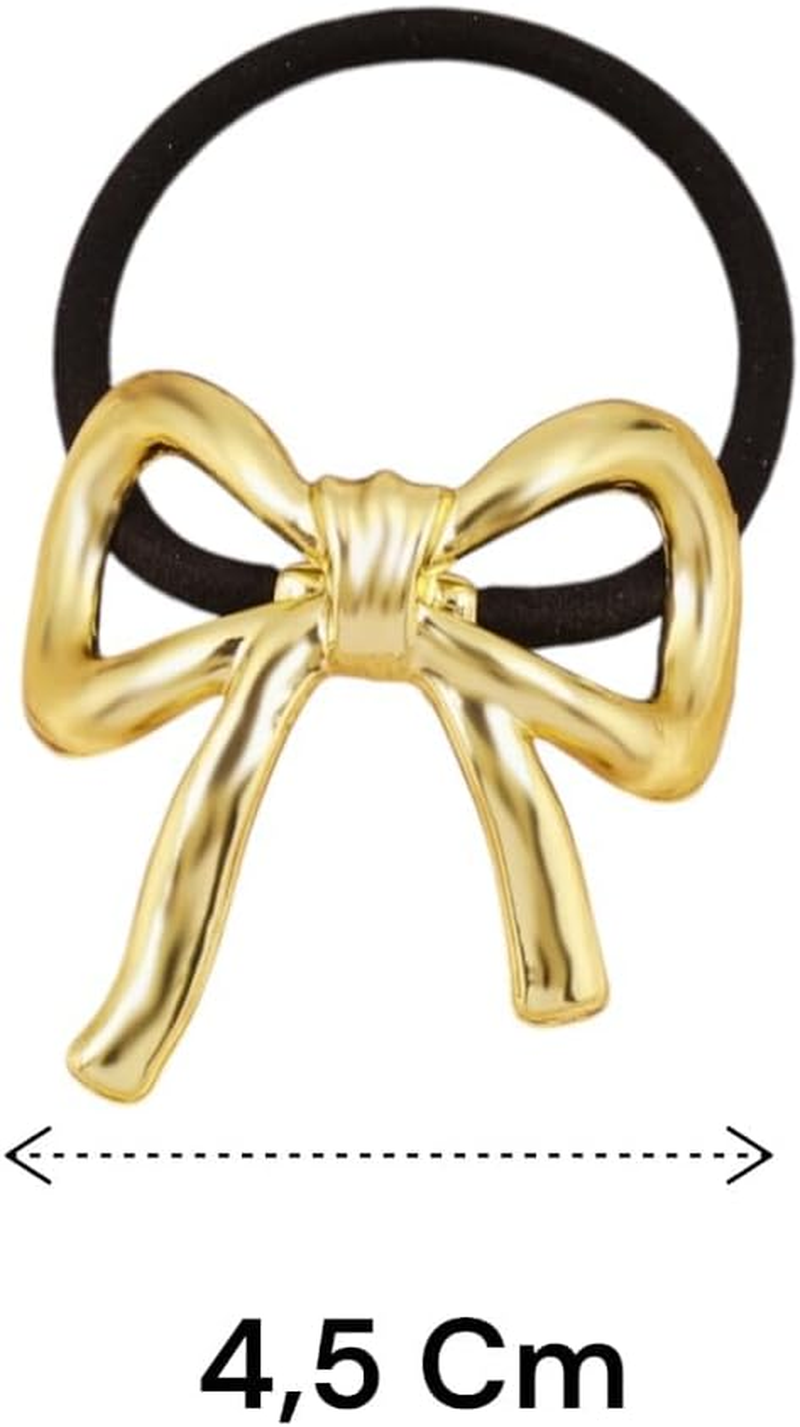 Bottega Della Principessa Set of 3 Hair Bobbles with Golden Metal Hair Accessories for Women Gold image number 2