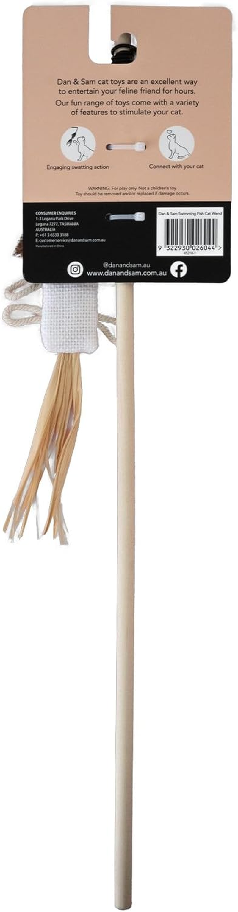 Dan & Sam Swimming Fish Cat Wand, Blue - Interactive Cat Toy, Realistic Fish Movement, Durable Safe Materials - Ideal for Indoor Play & Active Cats image number 2