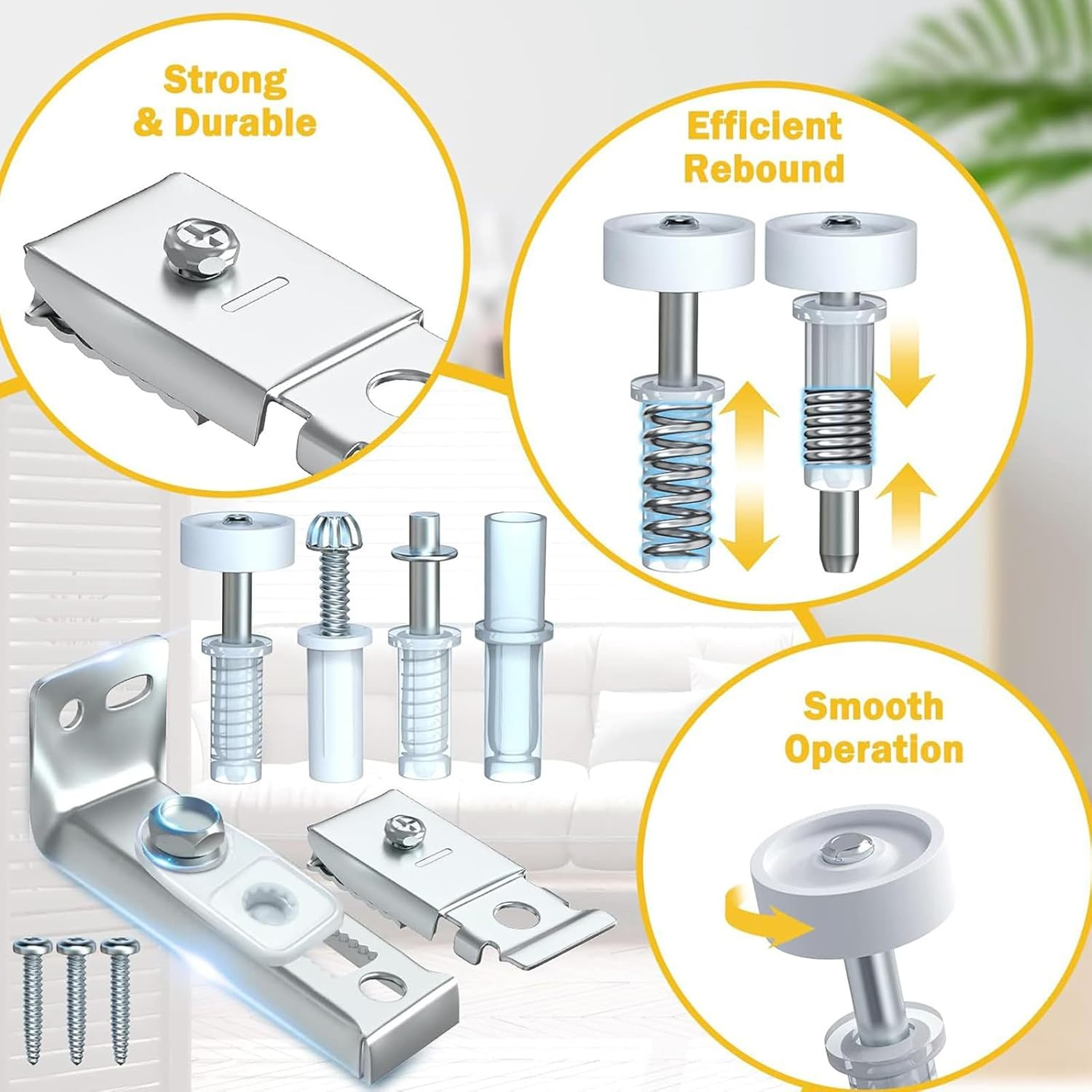 Bifold Door Track Hardware, Bifold Door Replacement Hardware for Closet Door, Sliding Door Parts Includes Top and Bottom Bracket, Guides Wheel for Wood image number 3