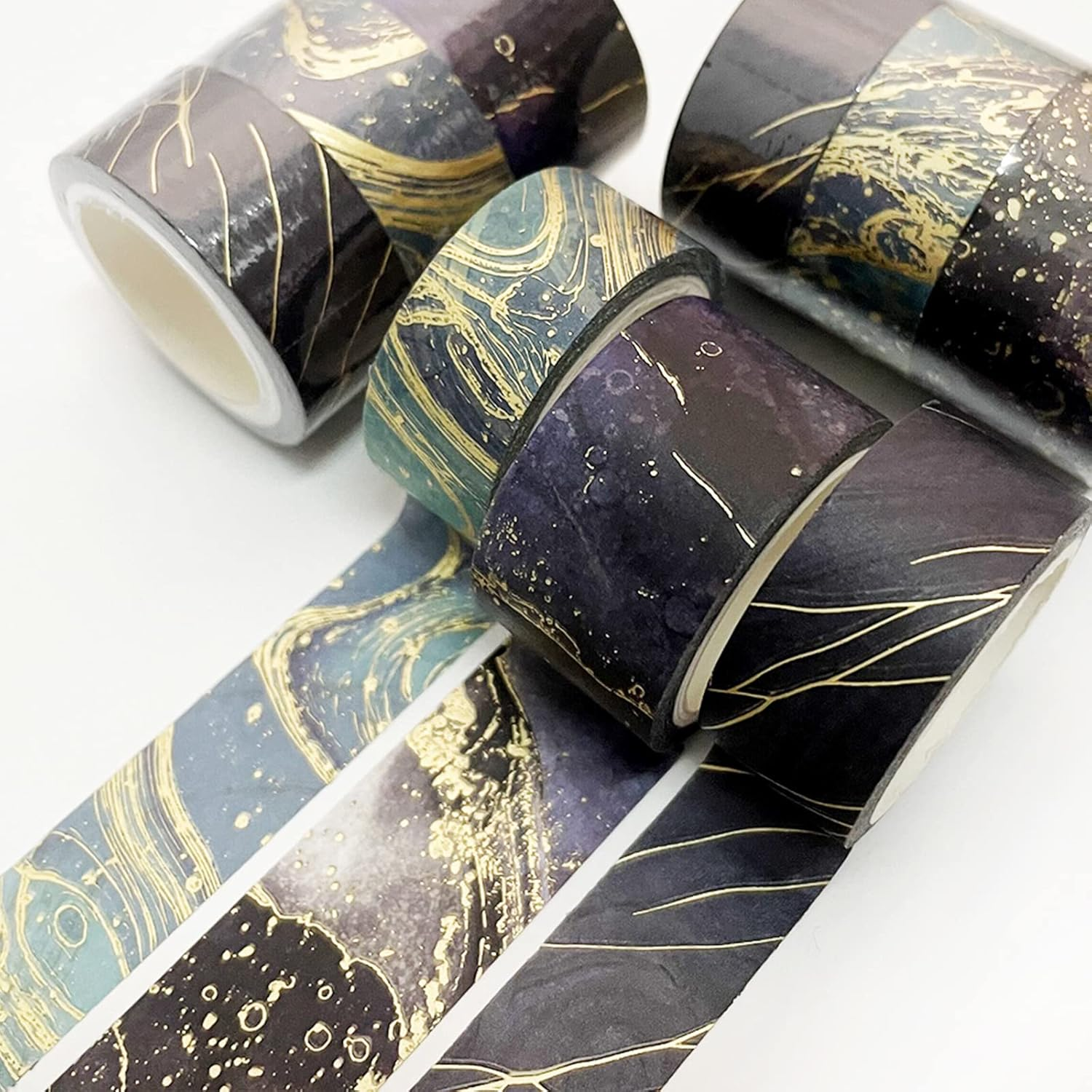 YUBBAEX Gold Veins Washi Tape Gorgeous Foil Masking Tape Set Decorative for Arts, DIY Crafts, Journal Supplies, Planners, Scrapbook, Card/Gift Wrapping (Gilding Flows) image number 6