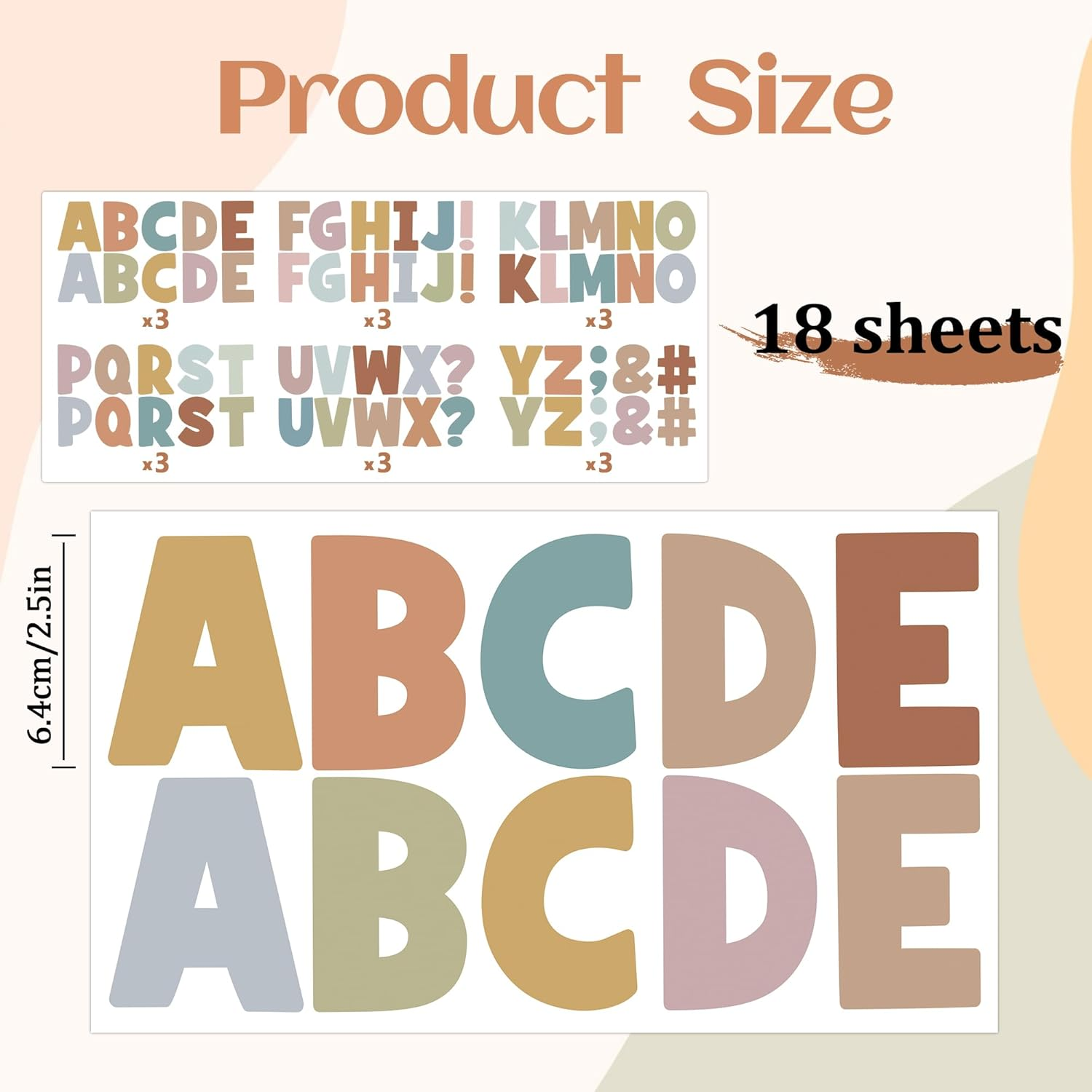 Letter Stickers Bulletin Board Letters 2.5Inch,186 Pcs Large Alphabet ABC Sticker for Classroom Wall Decor,Vinyl Self Adhesive Letters Stickers for Bulletin Board Mailbox Poster Home Window(Boho) - Boho image number 4