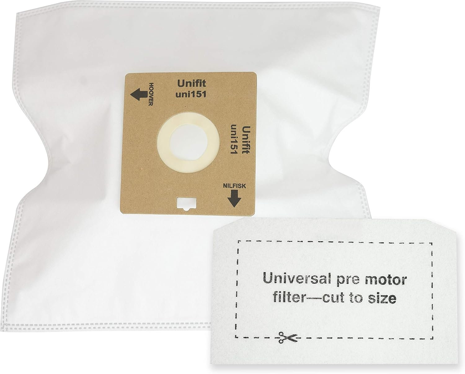 Unifit 151 Vacuum Bags 5Pk Twin Walled Paper Bag Heavy Duty Cardboard Collar