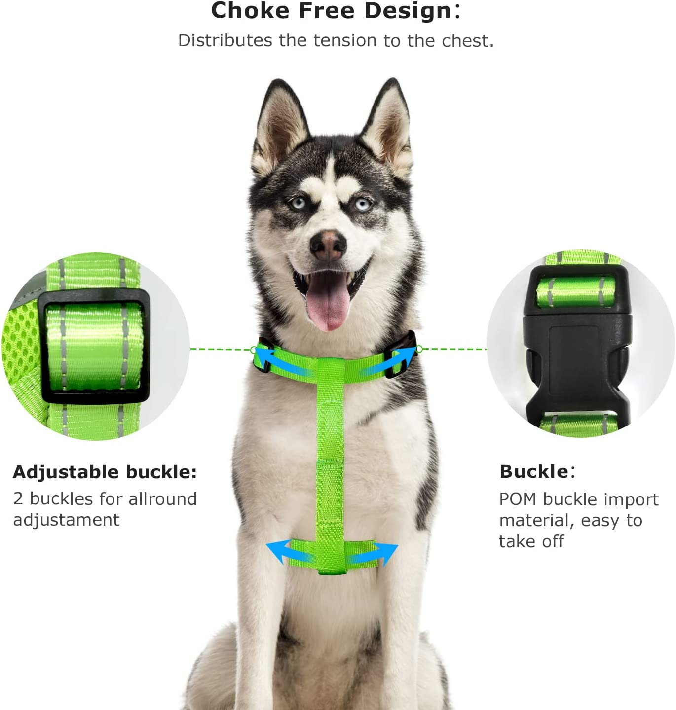 Tripolaco Light up Dog Harness, High Visibility Led Dog Harness for Night Safety, USB Rechargeable Glowing Dog Harness for Night Walking, Flashing Dog Harness for Small Medium Large Dogs (Green, L)