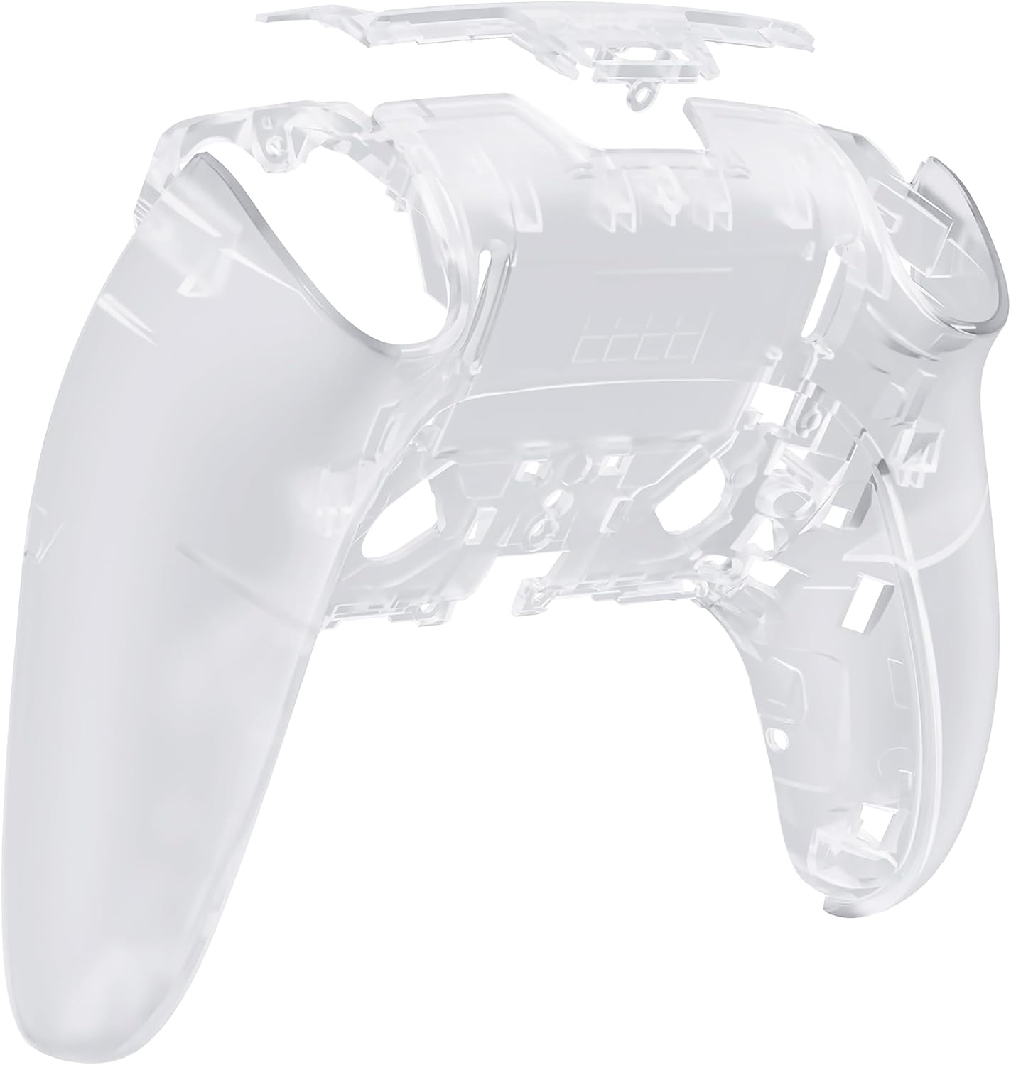Extremerate Custom Back Housing Bottom Shell Compatible with Ps5 Edge Controller, Clear Atomic Purple DIY Replacement Back Shell Cover Compatible with Ps5 Edge Controller