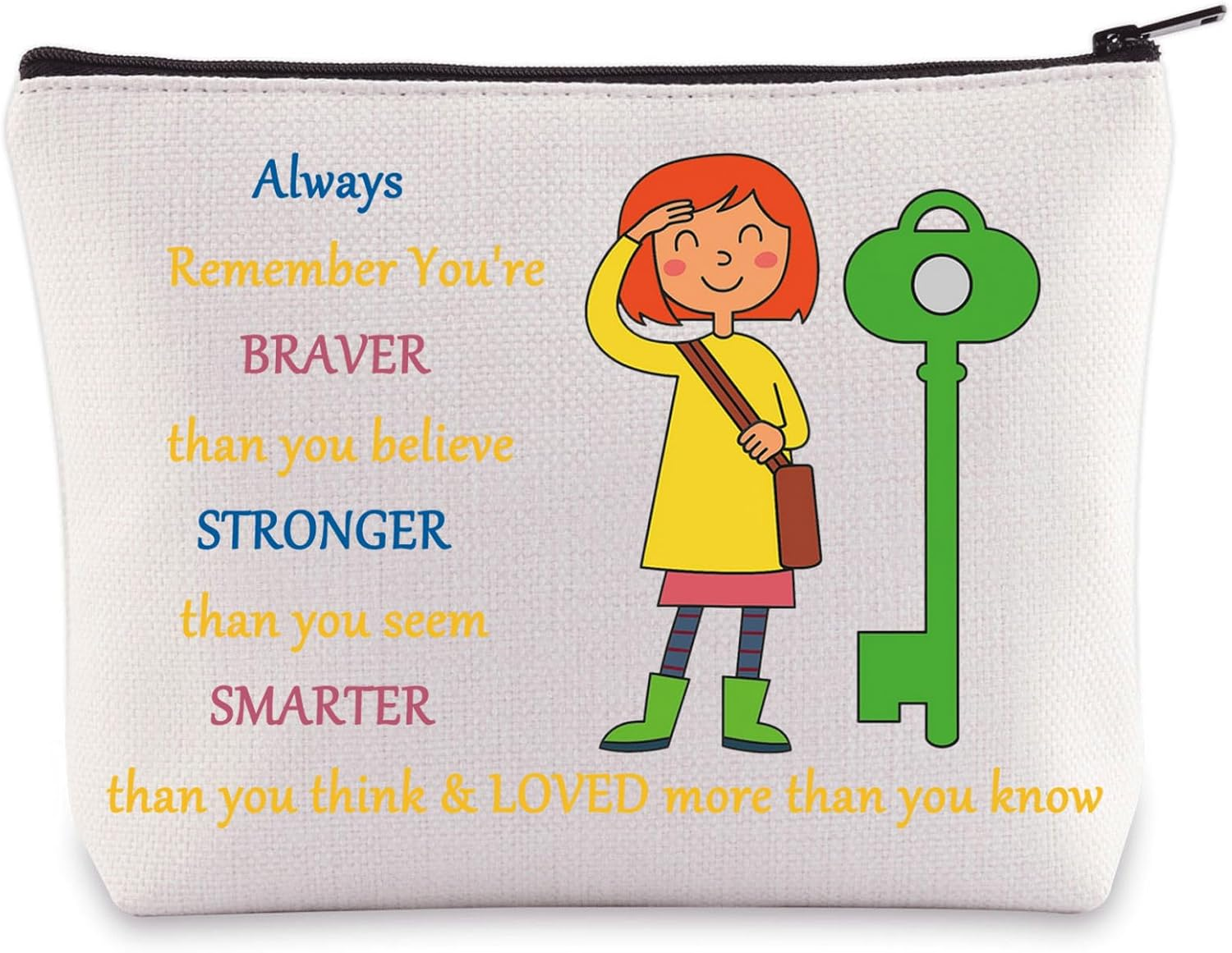 WZMPA Cartoon Movie Cosmetic Bag Movie Fans Gift You Are Braver Stronger Smarter than You Think Cartoons Makeup Zipper Pouch Bag for Women Girls (Always Coral) image number 1