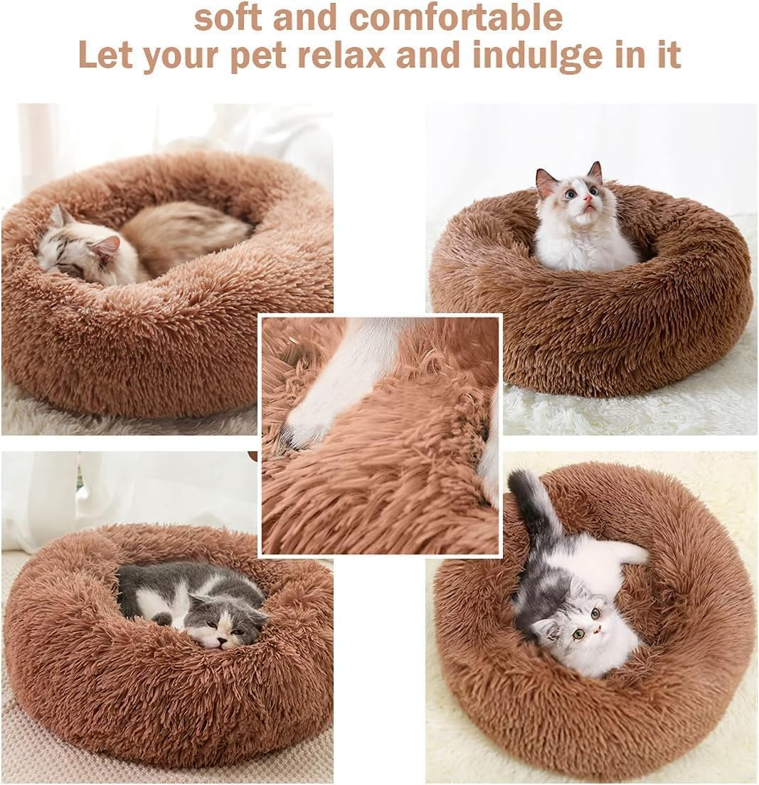 Bliss Gifts & Homewares Donut Dog Bed I Comfortable Waterproof Plush Pet Bed I Anti-Slip Bottom Warm & Soft round Self-Heating I Anti-Anxiety Beds for Cats Puppy Rabbit Dogs (Brown, 80Cm) image number 5