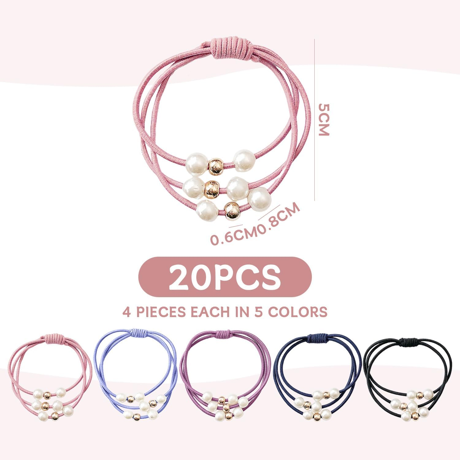 Pack of 20 Elastic Hair Rings, Multi-Layer Hair Rings, Simple and Versatile Hair Accessories, Hairstyle Accessories and Accessories for Women'S Hair Accessories. image number 5