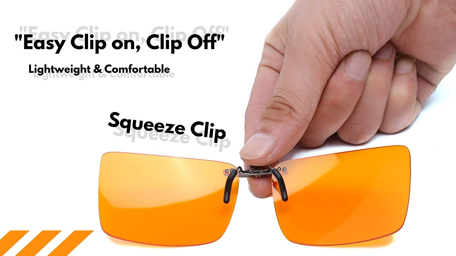 Clip on Blue Light Blocking Glasses for Sleep | Fits over  Glasses, Orange Lenses Help Reduce Computer Eye Strain and Induce Sleep image number 2