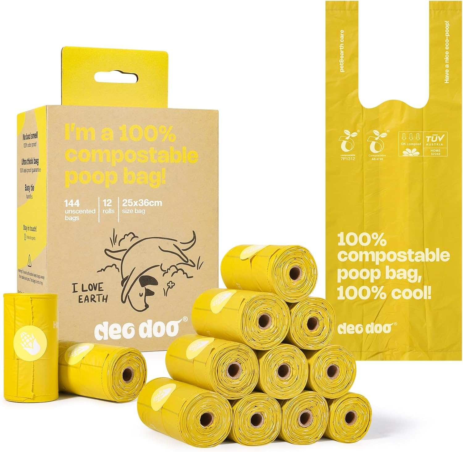 Dog Poop Bags Rolls with Handles 144Counts Compostable Dog Waste Bags for Dogs Leak Proof Extra Thick Waste Bags for Walking Doggy image number 4