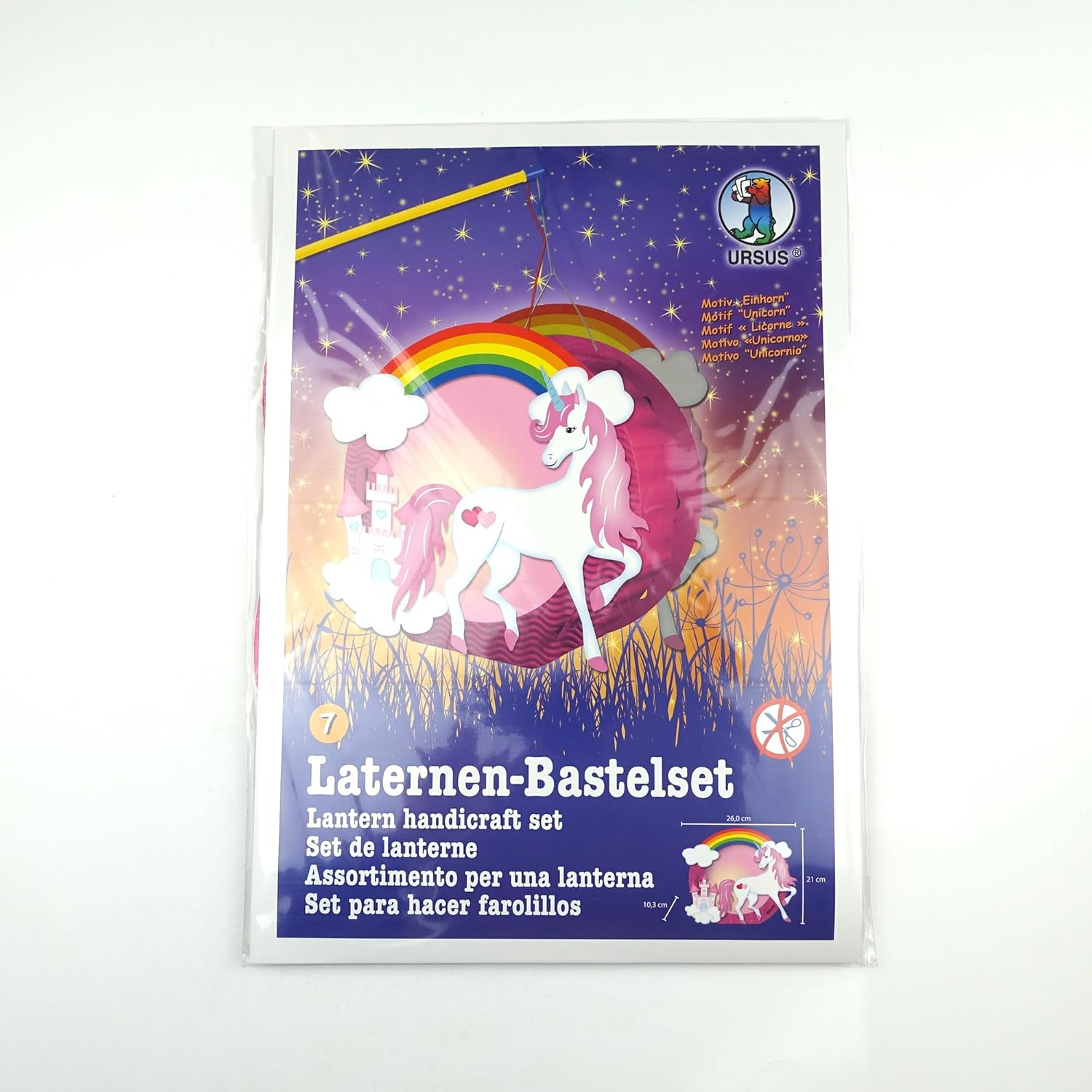 Ursus 18710007F Easy Line "Unicorn" Lantern Craft Set, Set with Materials for Making a Lantern (Approx. 26 X 21 X 10.3 Cm), Includes Instructions (English Language Not Guaranteed), Ideal for the Next Lantern Run image number 1