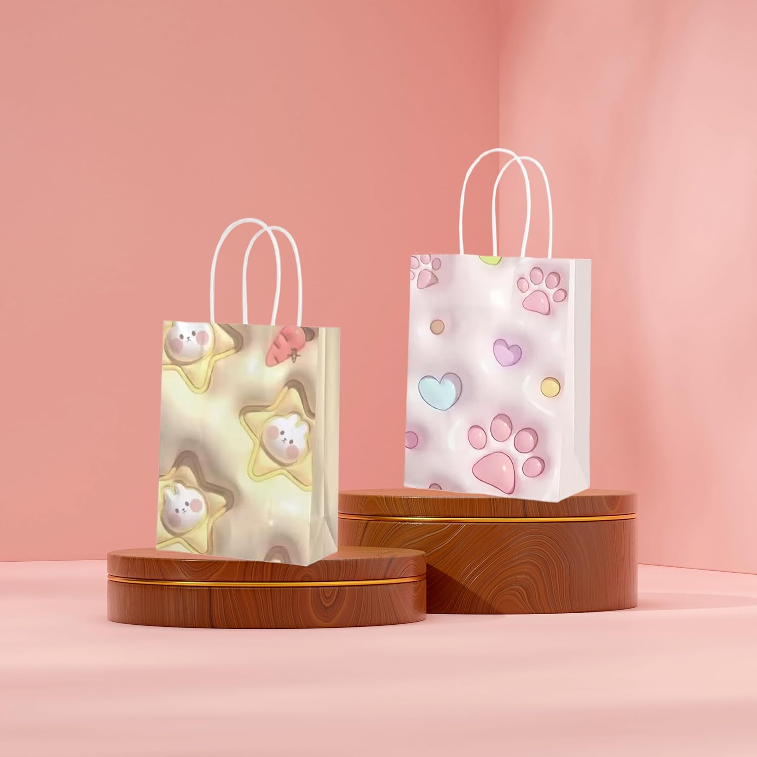 Yzxluhhh 12-Pack Party Gift Bags with Handles,Cute Cat Paw & Bunny Patterns, Stylish Paper Bags for Kids' Birthdays, Weddings & Favors. Perfect for Boys & Girls, Great for Any Celebration image number 3