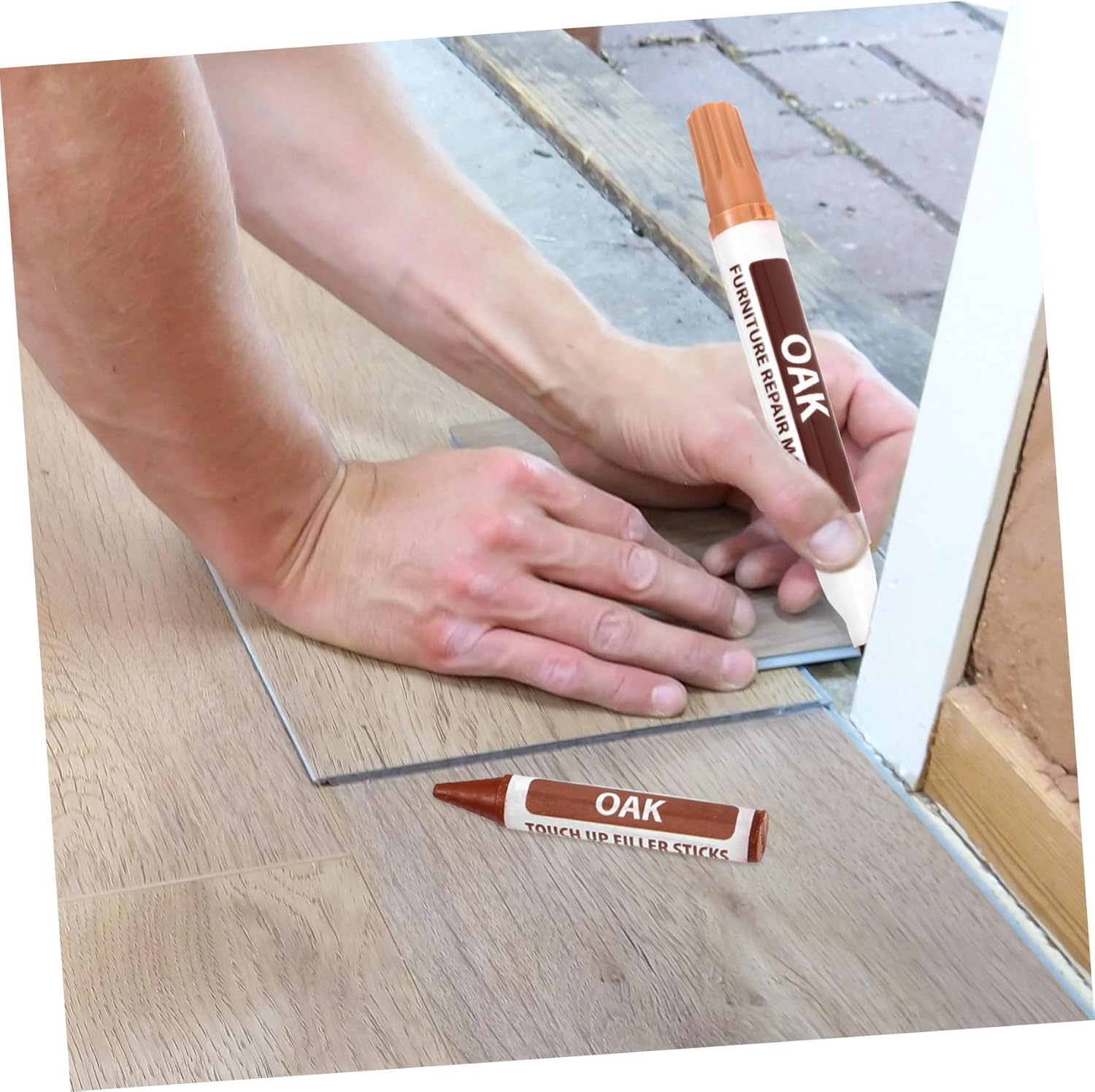 Amosfun Home Wooden Furniture Scratch Repair Kit 1 Set Multi-Colour Markers Convenient Drawing Pens Quick Repair for Floor and Furniture Scratches Accessories Included image number 1