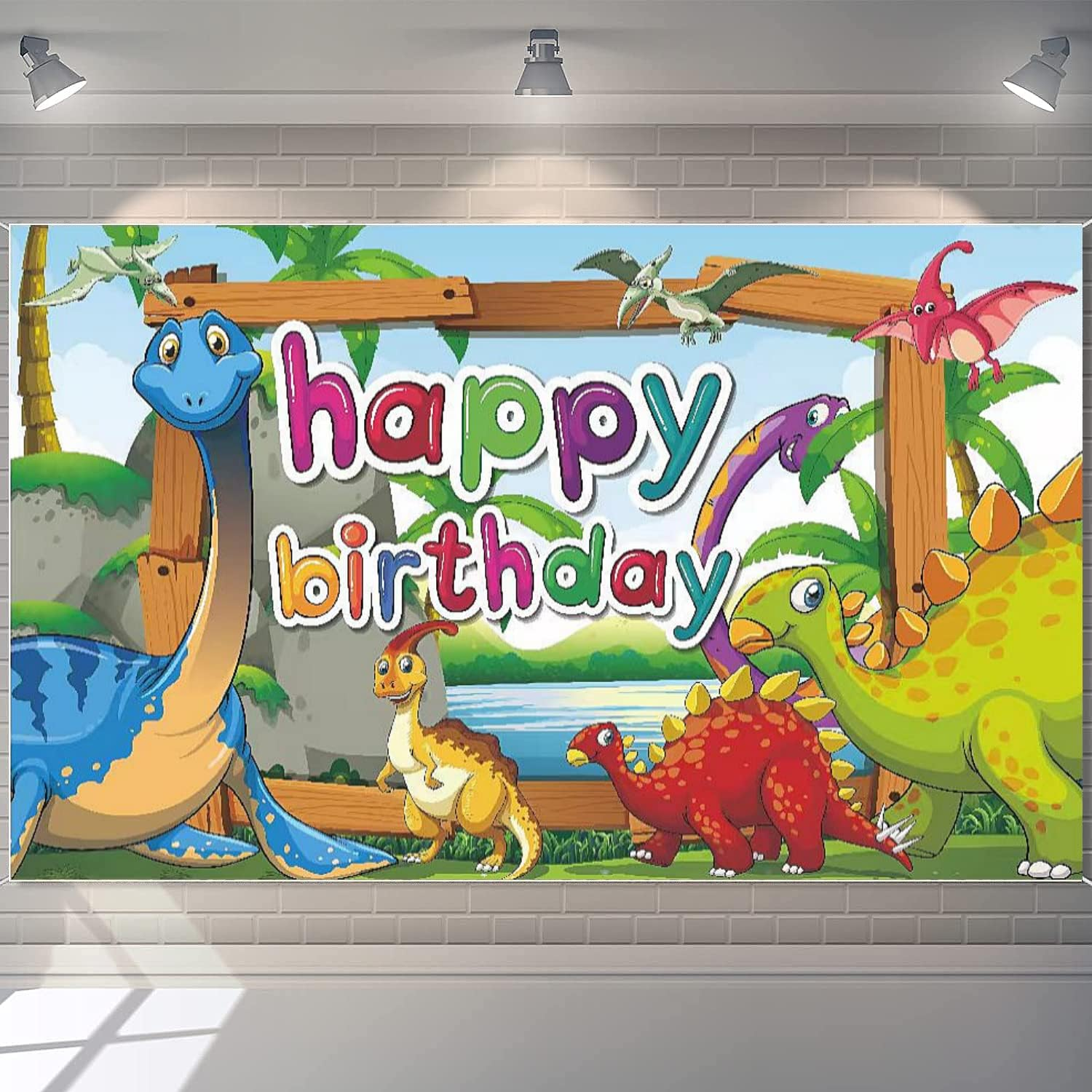 Yuanbigtai Jungle Animal Theme Background Birthday Party Decorations, Cute Wild Animal Elements,Happy Birthday Banner Forest Background Suitable for Birthday Party,Kids Birthday Decoration 6 X 3.6 Ft