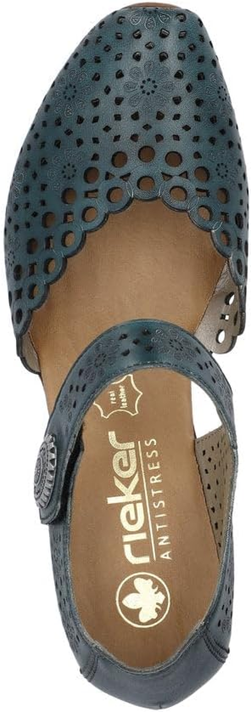 Rieker 43753 Mirjam Women'S Mary Jane Heels - Low-Heel Leather Shoes with Adjustable Ankle Strap & Laser-Cut Design - Comfortable Women&rsquo;S Heels for Casual & Dressy Wear image number 6