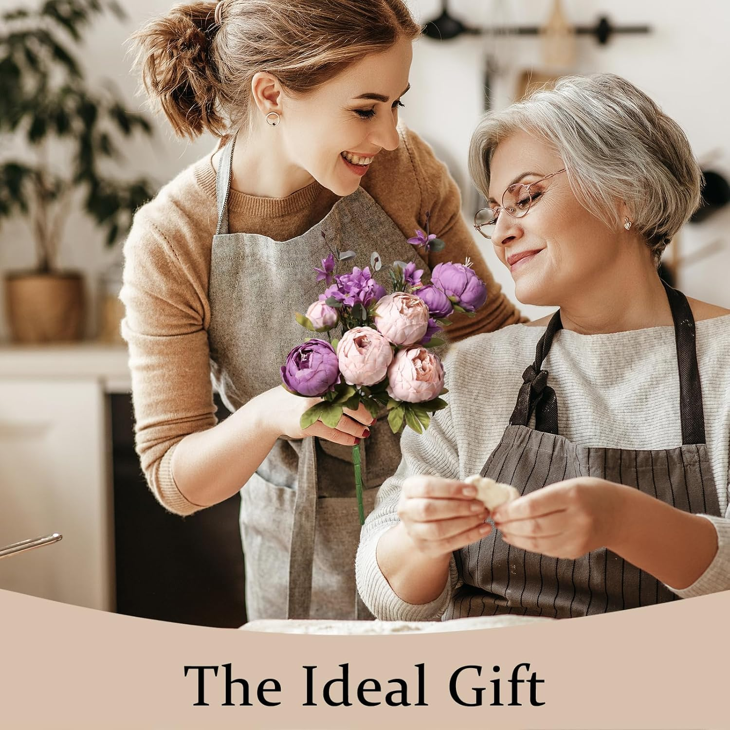 13 Heads Peony Artificial Flowers, Peony Silk Fake Flowers for Wedding Bouquets Decorations Garden Home Party Decor-Purple image number 2