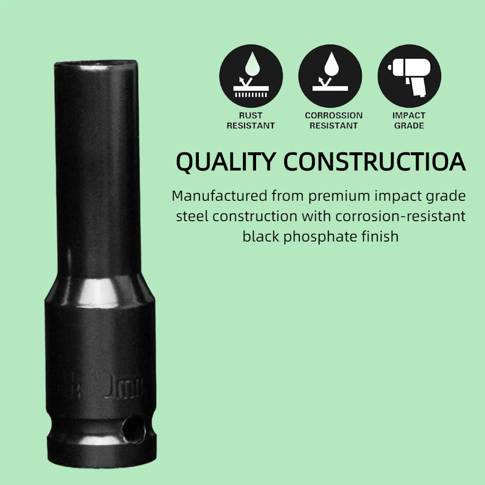 32MM Impact Socket 1/2 Inch Drive, Deep 6-Point Wheel Nut Socket Set, CR-MO for Easy Car Repair, Mechanical Maintenance, and Home Use image number 2