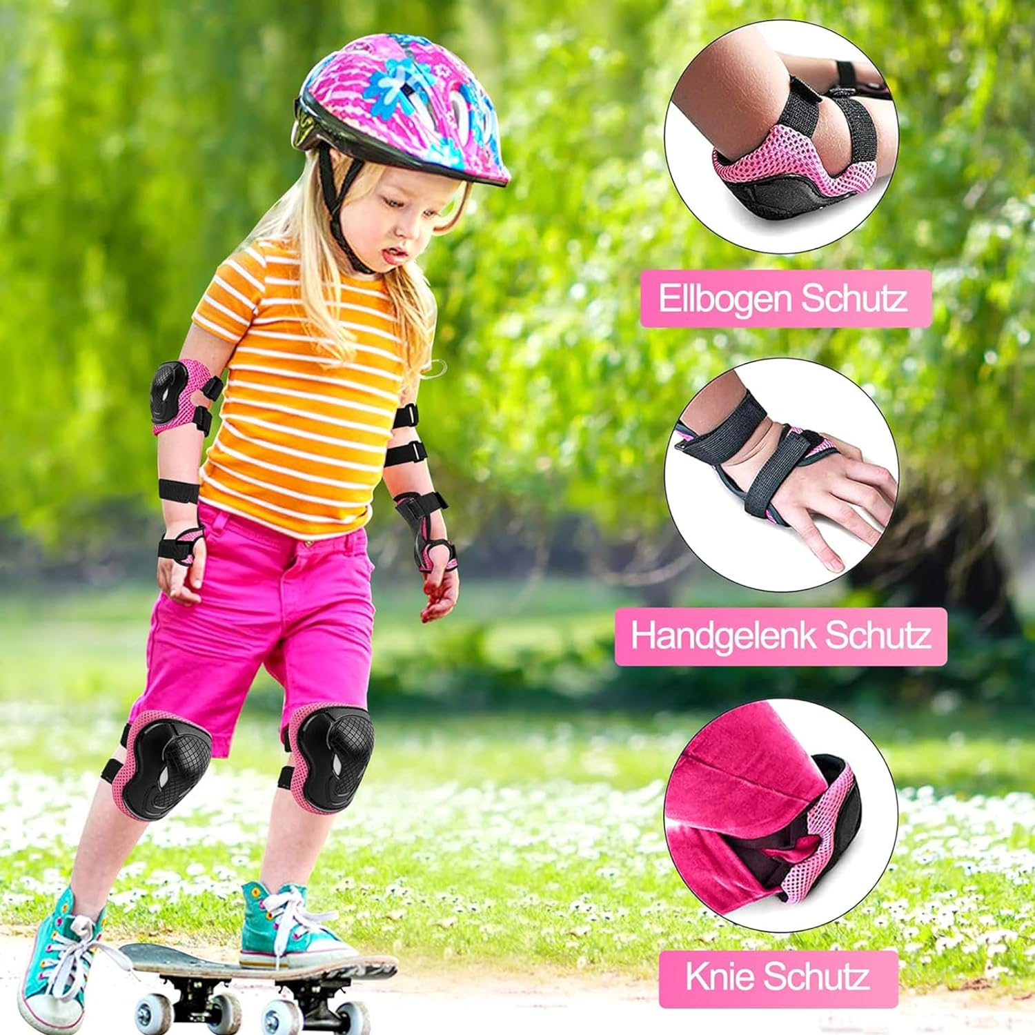 Knee Pads for Kids,Knee Pads for Kids Adjustable Protective Gear Set,Skating Protection Equipment Set for Skateboarding Skates,Suitable for Skateboards, Bicycles, and Rollers image number 3