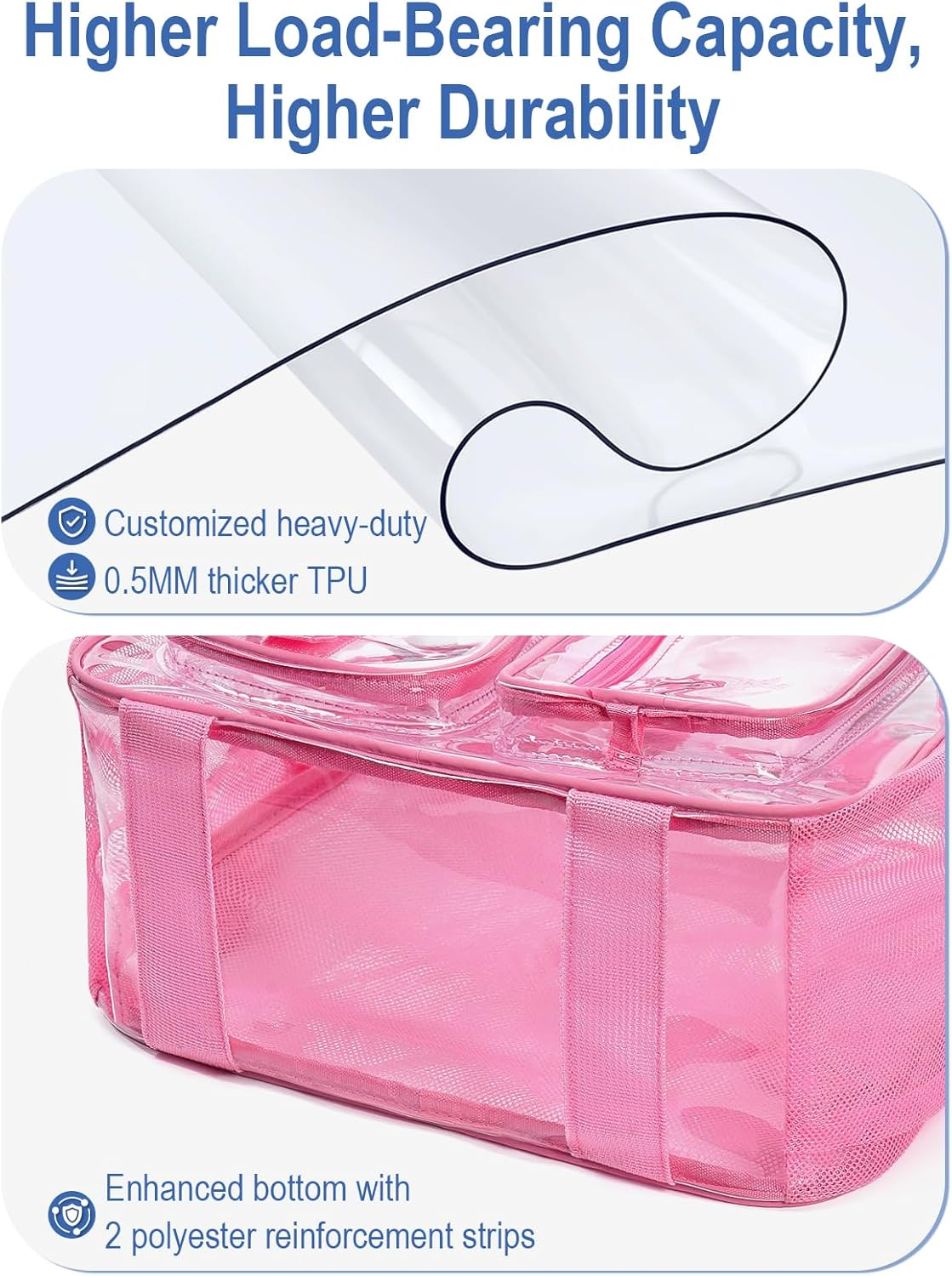 QOECI Heavy Duty Clear Backpack for School, 17 Inch Large Clear Bookbag for Women Men Boys Girls, See through Backpack