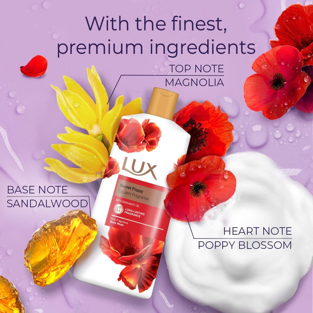 Lux Secret Poppy with Bergamot Oil Body Wash 600 Ml image number 4