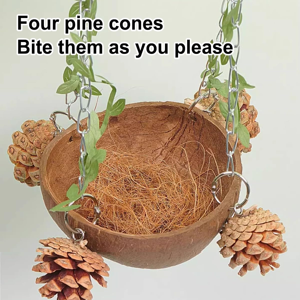 AIMALL Coconut Bird'S Nest Parrot Breeding Box &ndash; Bird&rsquo;S Nest for Parrot Toy, Swing Rings, Suspension Bridge, Hammock, Xuanfeng Budskin, Parrot Toy, Natural Materials image number 5