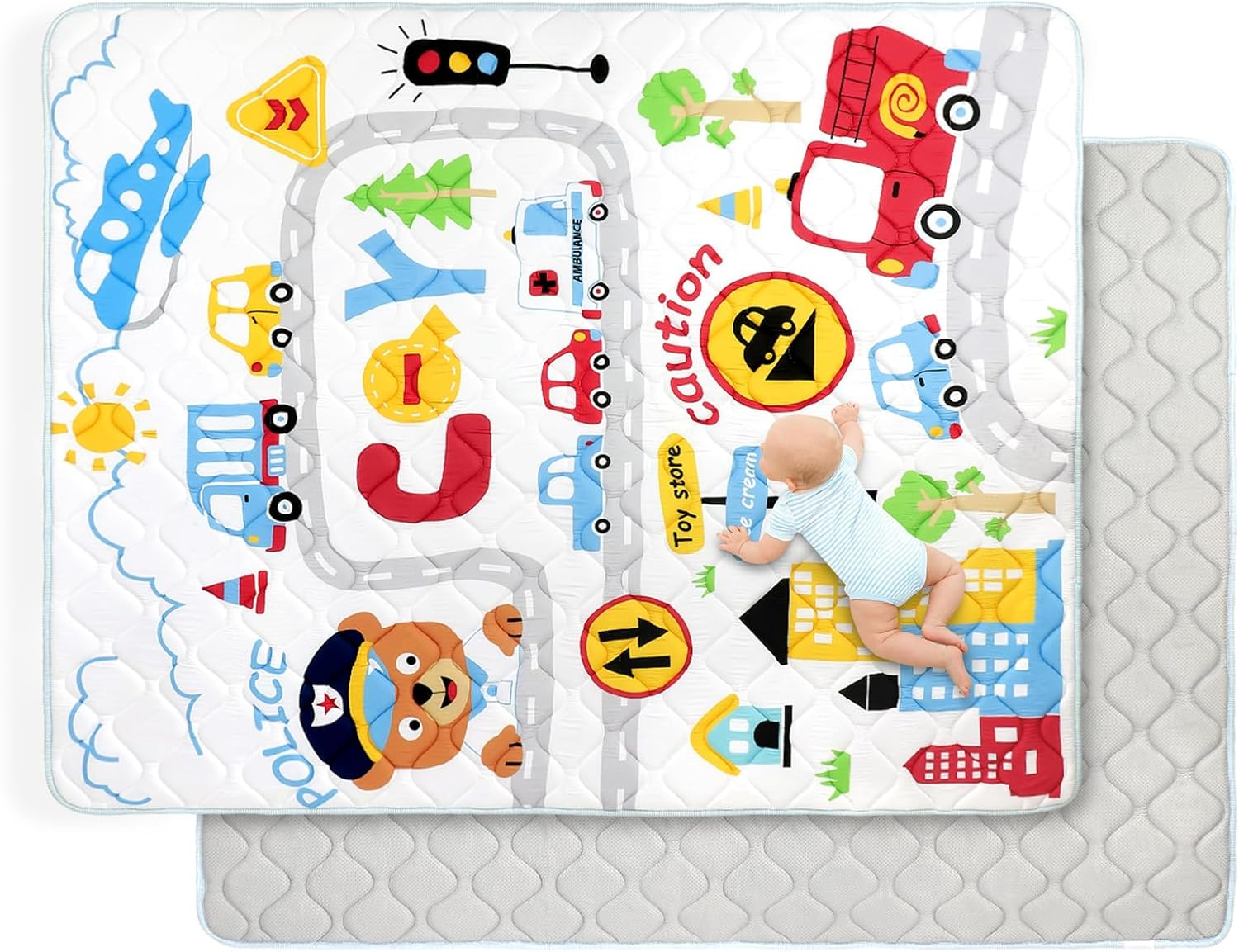 Decalsweet Baby Play Mat 150 X 180 Cm with Non-Slip, Extra Thick 2 Cm Soft Crawling Mat Baby, Foldable Crawling Blanket for Baby Crawling Rug for Children'S Room Indoor Outdoor Fence (Forest Animals)