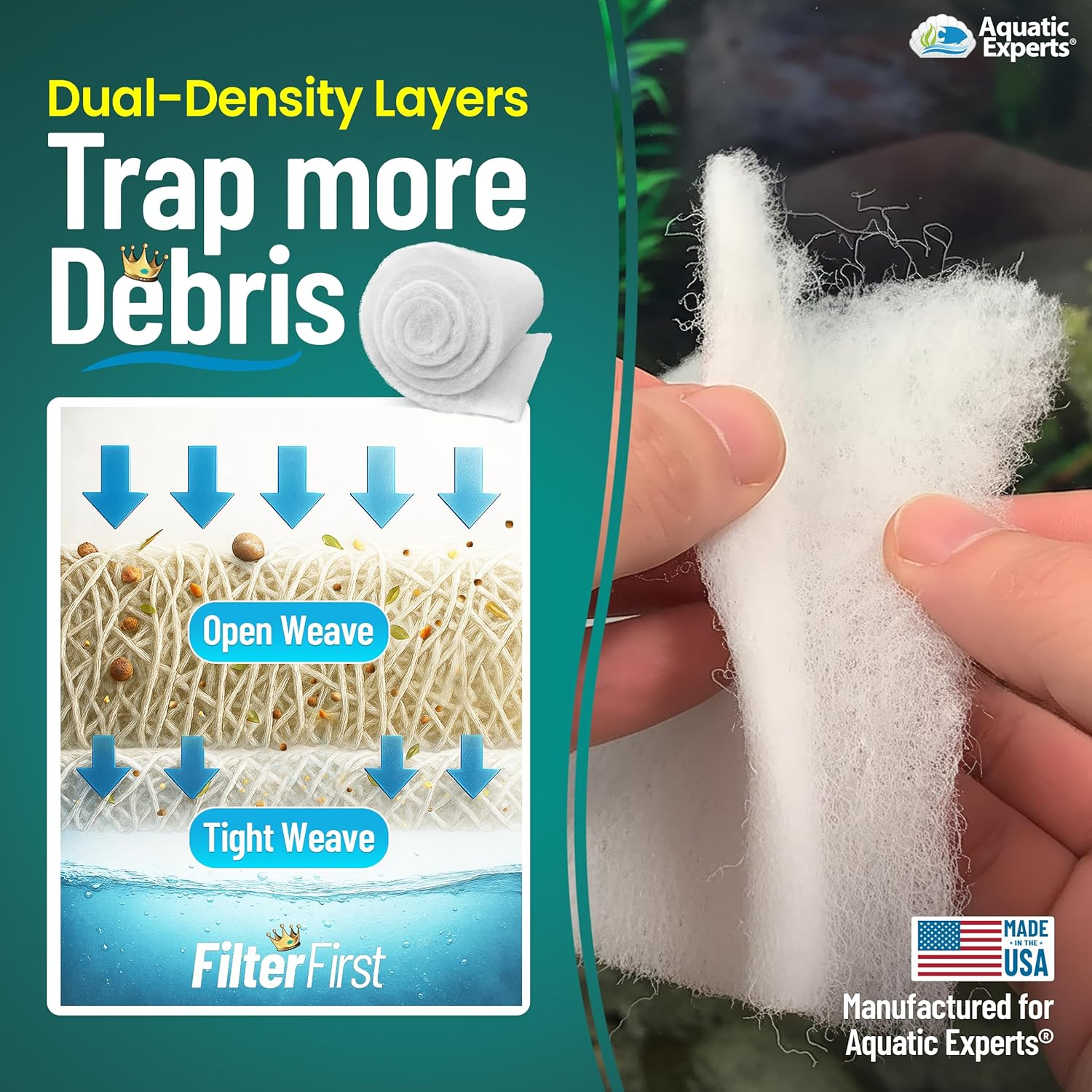 Aquarium Filter Pad - Premium True Dual Density 12" by 72" by 3/4 to 1" Aquarium Filter Media Roll for Crystal Clear Water image number 6