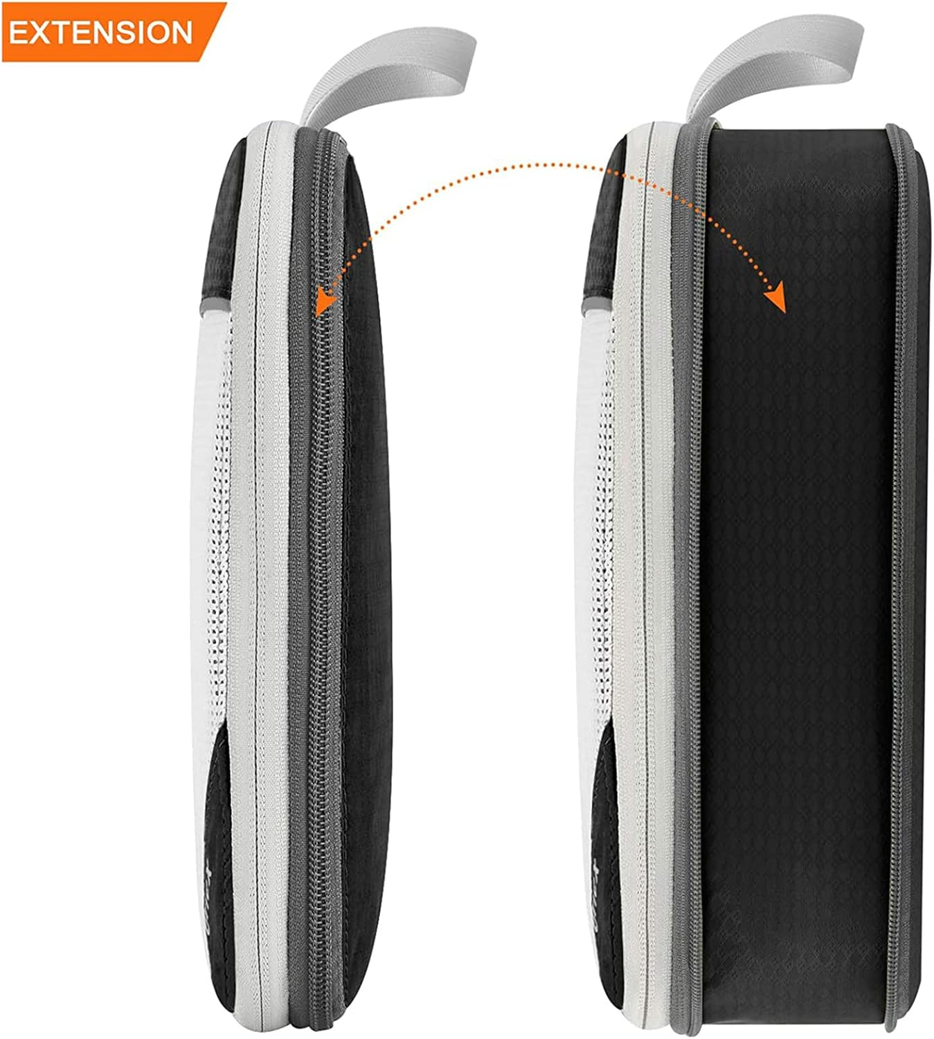 Packing Cubes,Compression Packing Cubes for Suitcases, Expandable Travel Organizer for Luggage, Clothes Organizing Storage Bag with Shoe Bag,Gray image number 5